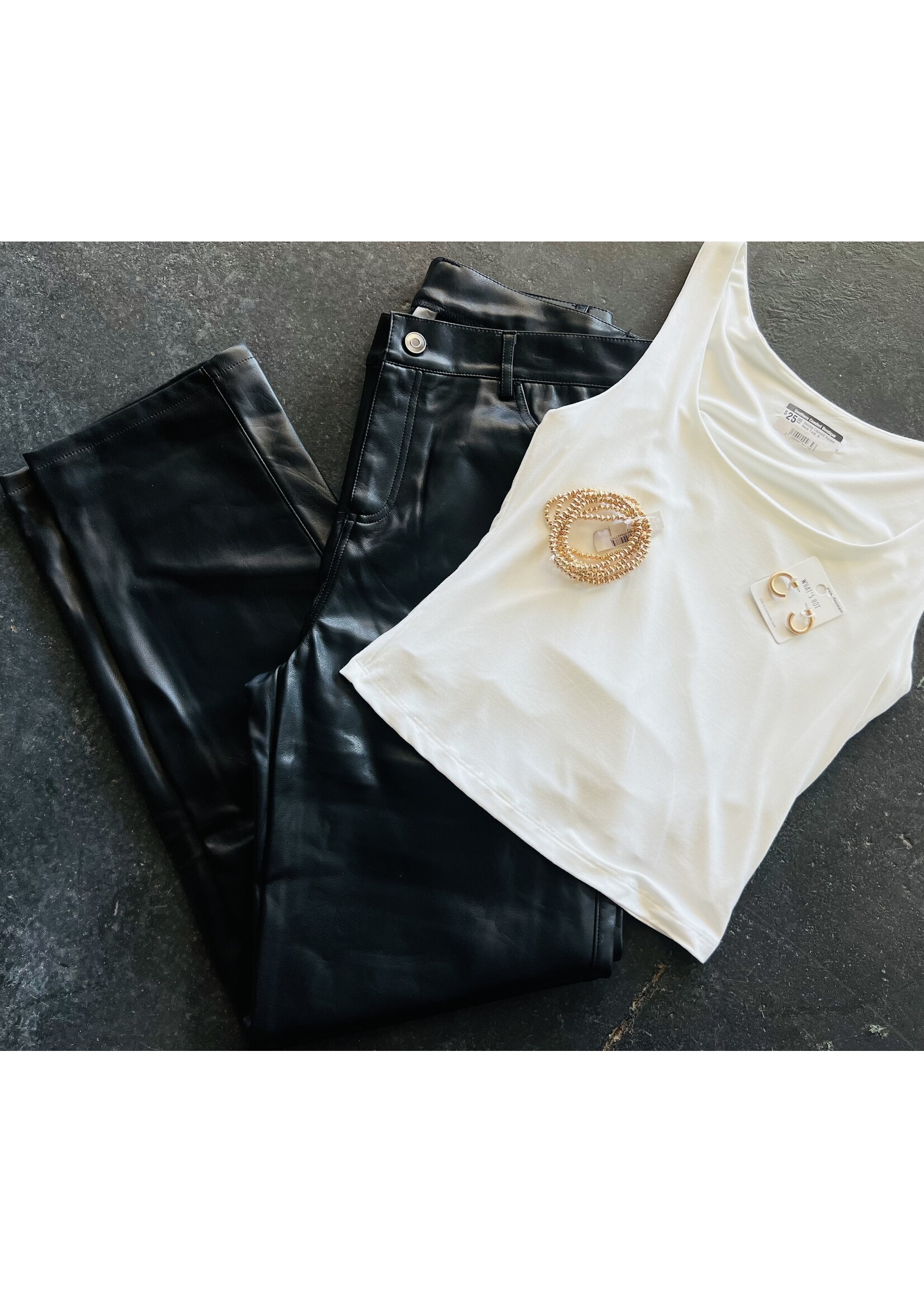 Vegan Leather Straight Leg Pants