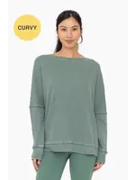 Curvy Waffle Ribbed Pullover