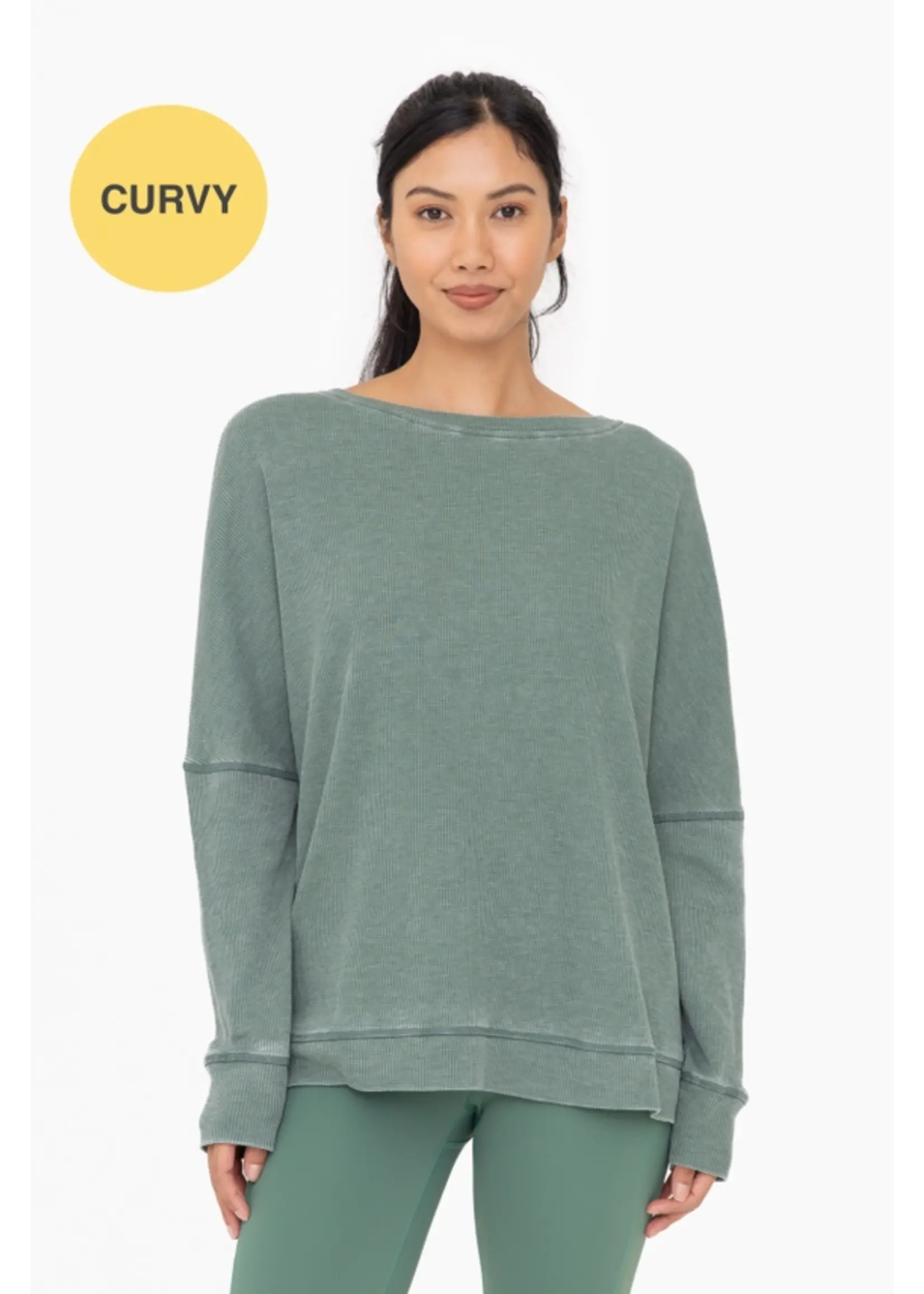 Curvy Waffle Ribbed Pullover