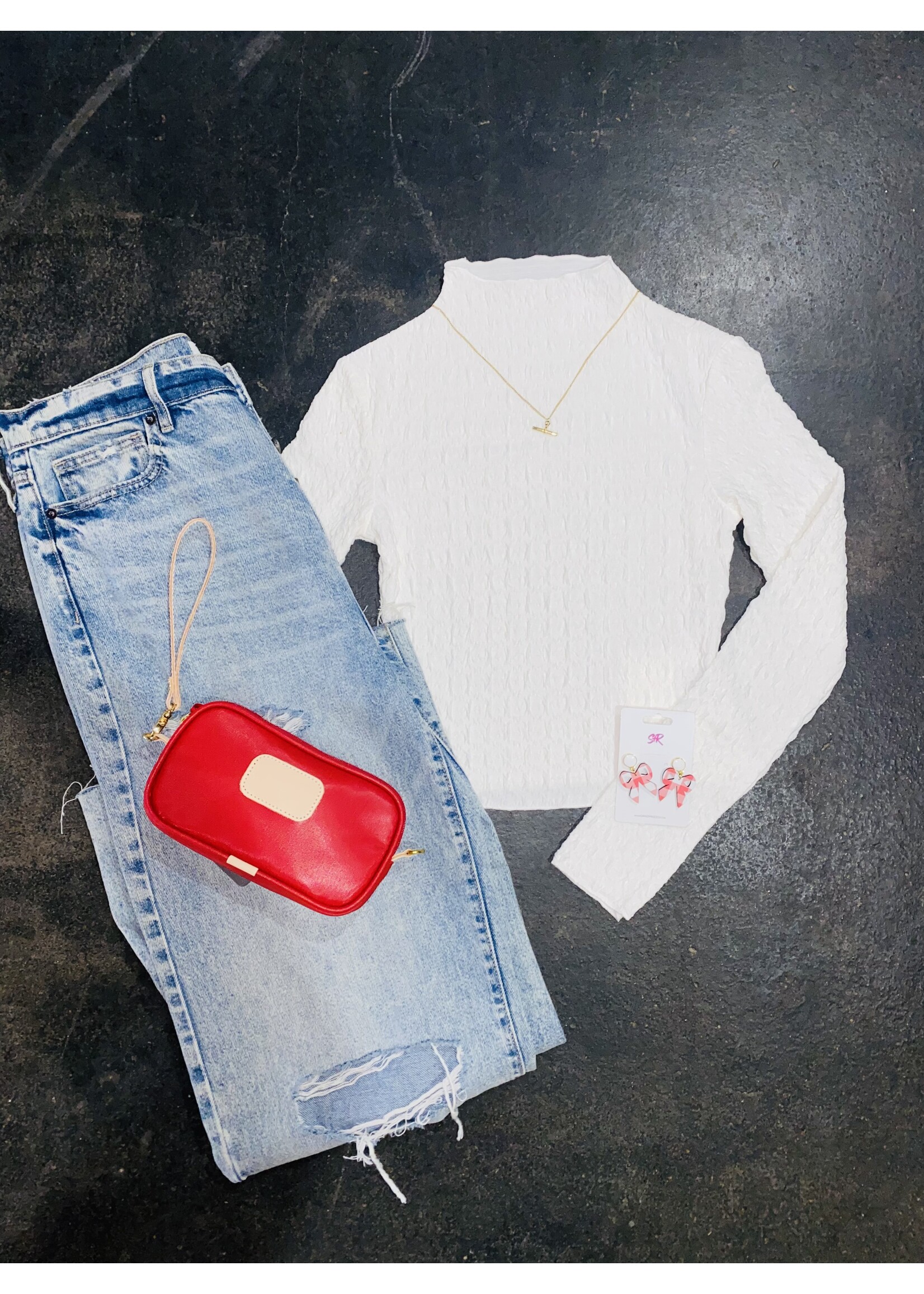Textured Fabric Long Sleeve Top