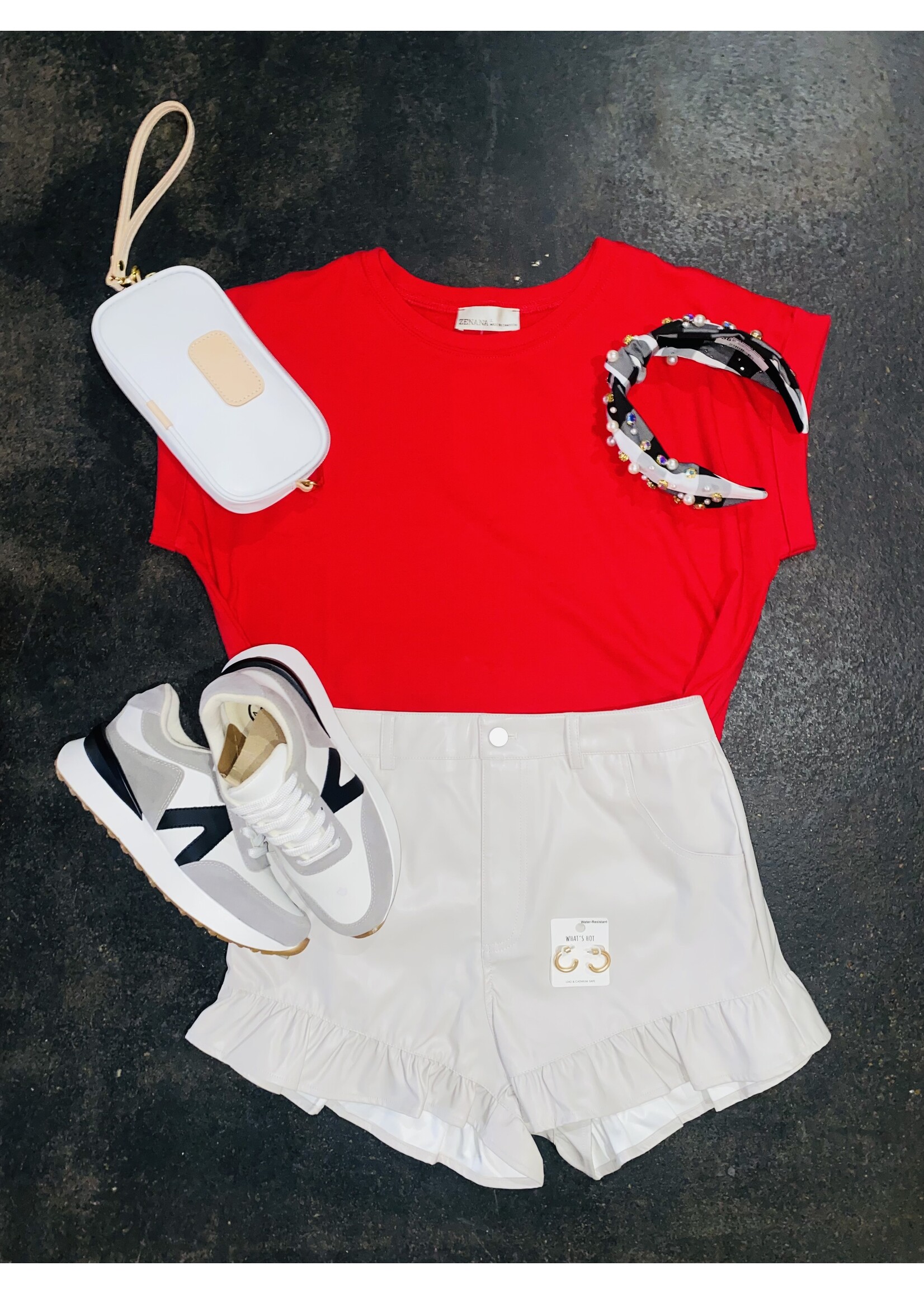 PU Shorts W/ Ruffle Detail