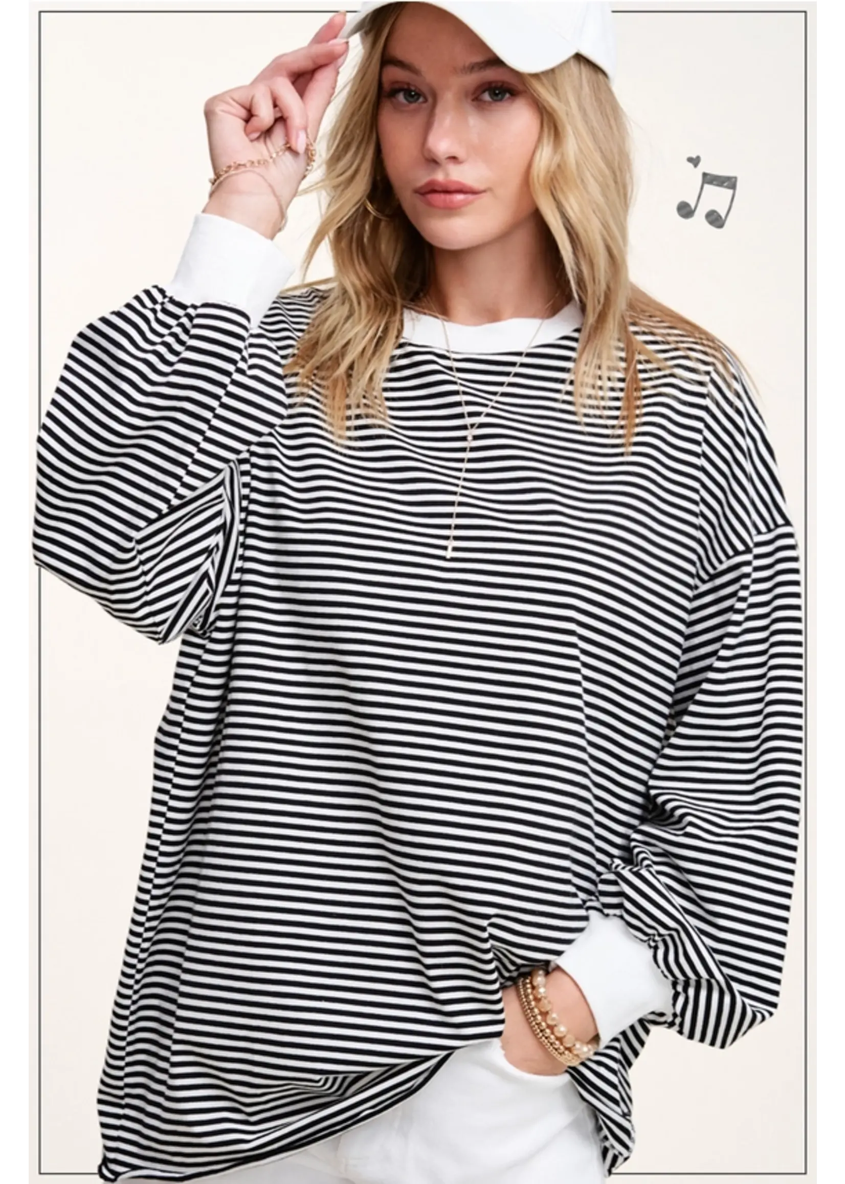 Oversized Stripped Long Sleeve Top