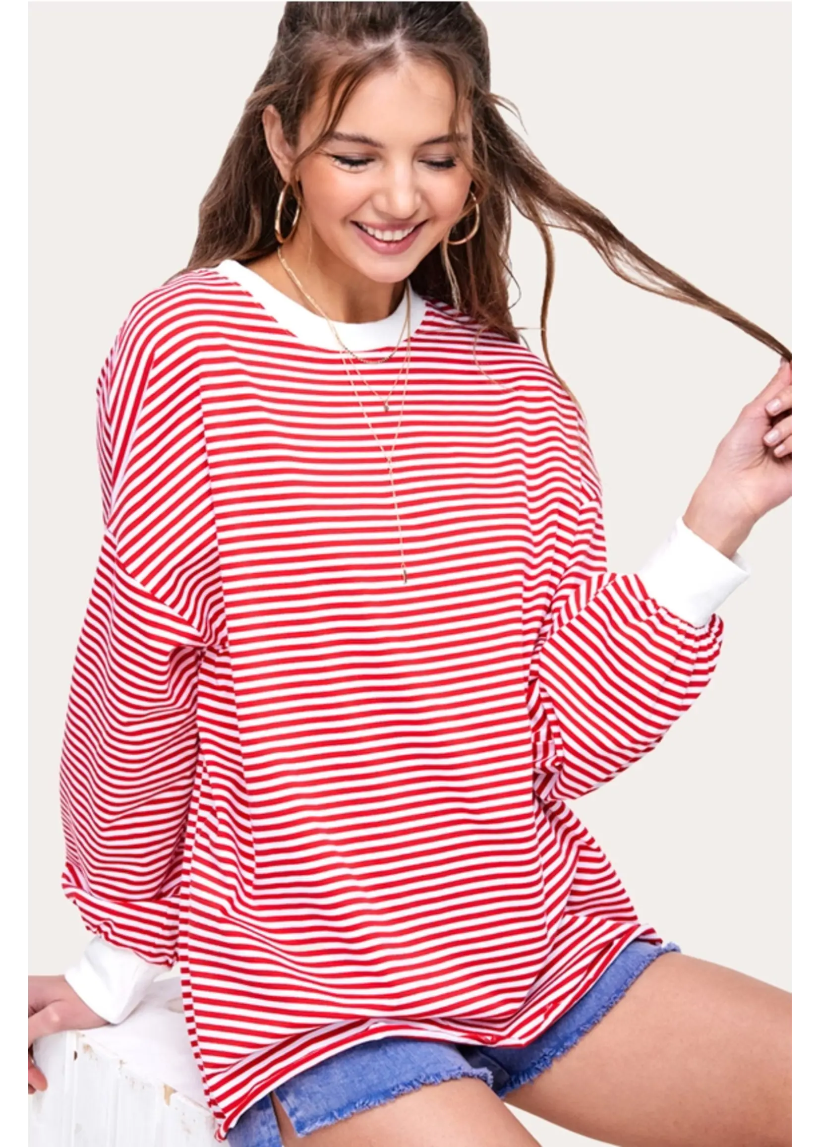 Oversized Stripped Long Sleeve Top