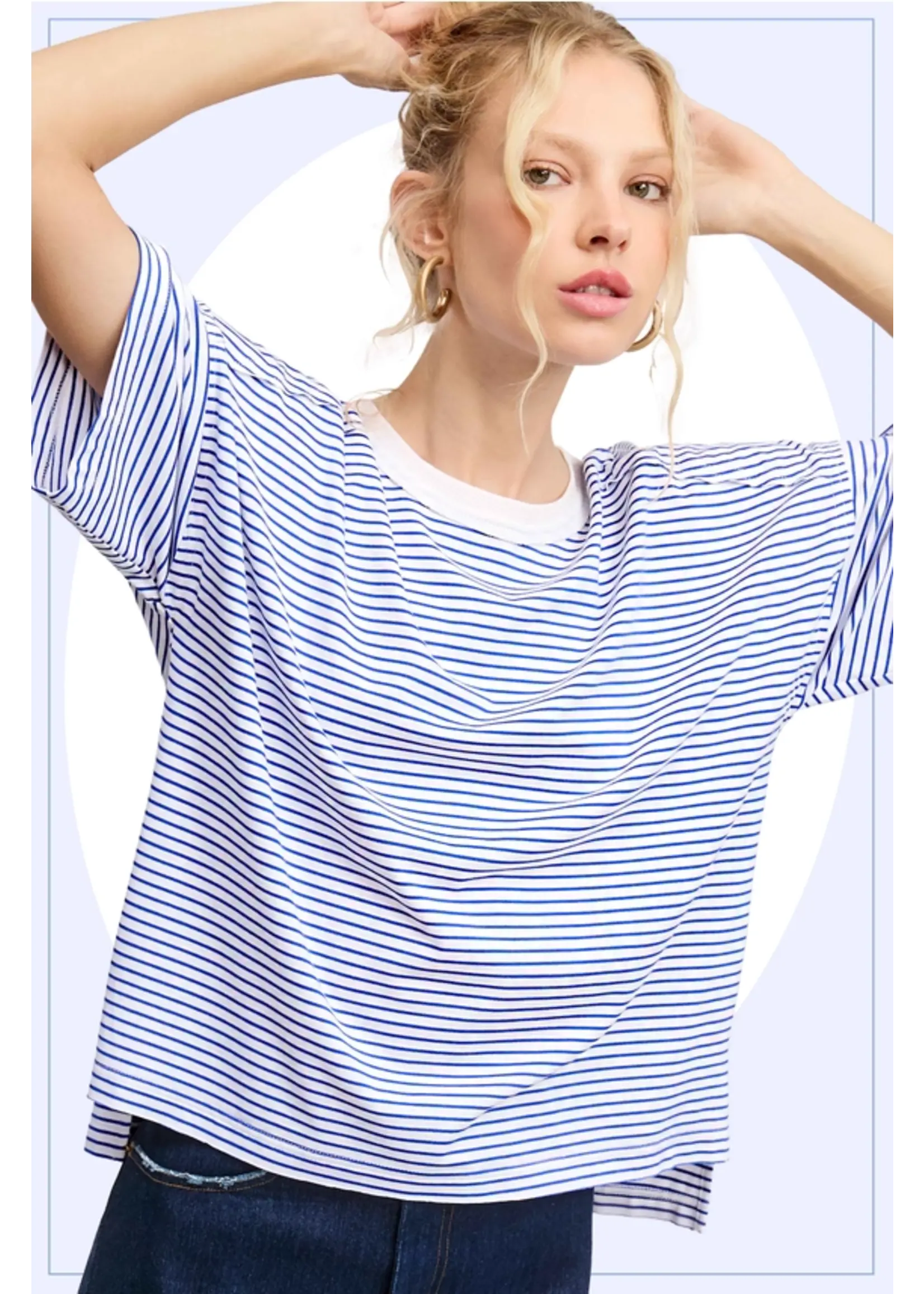 Striped Drop Shoulder