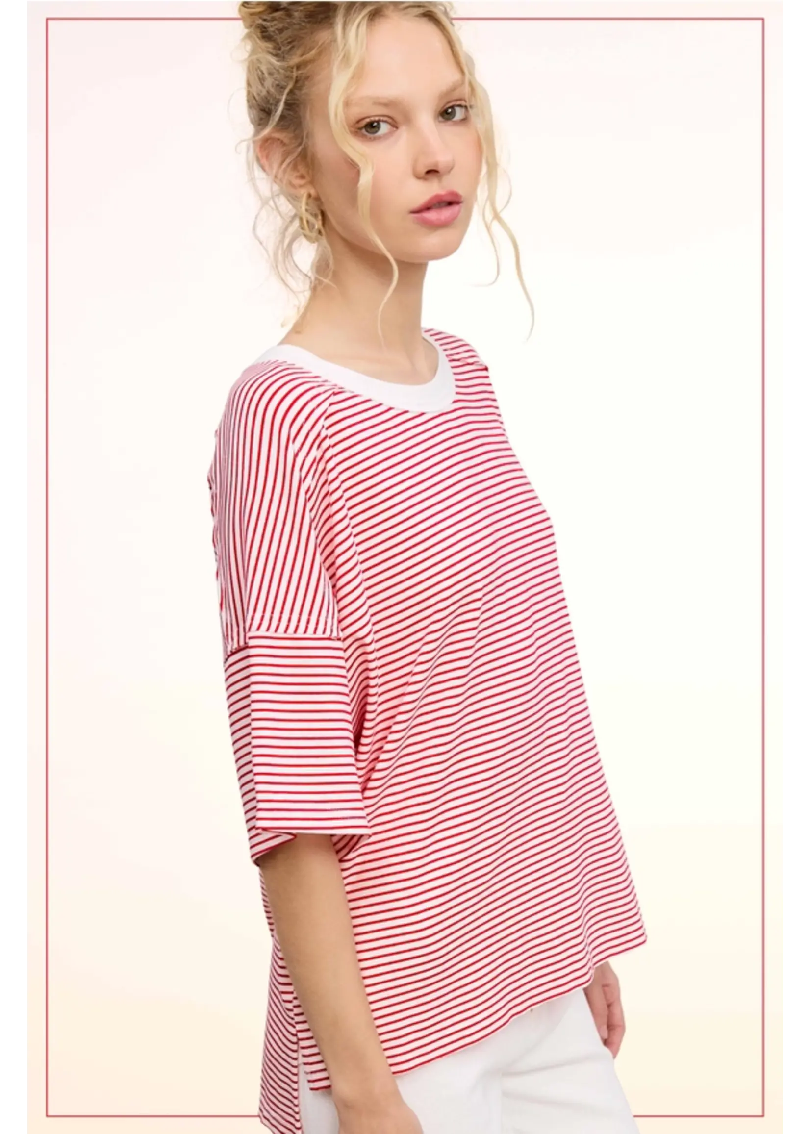 Striped Drop Shoulder