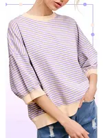 Loose Fit Striped Short Sleeve Top