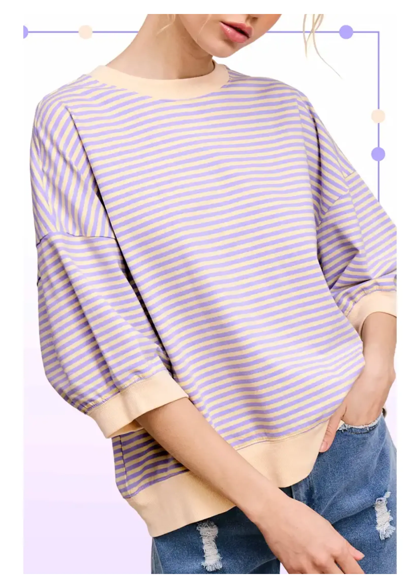 Loose Fit Striped Short Sleeve Top