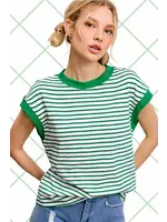Nautical Cap Sleeve Stripped Top