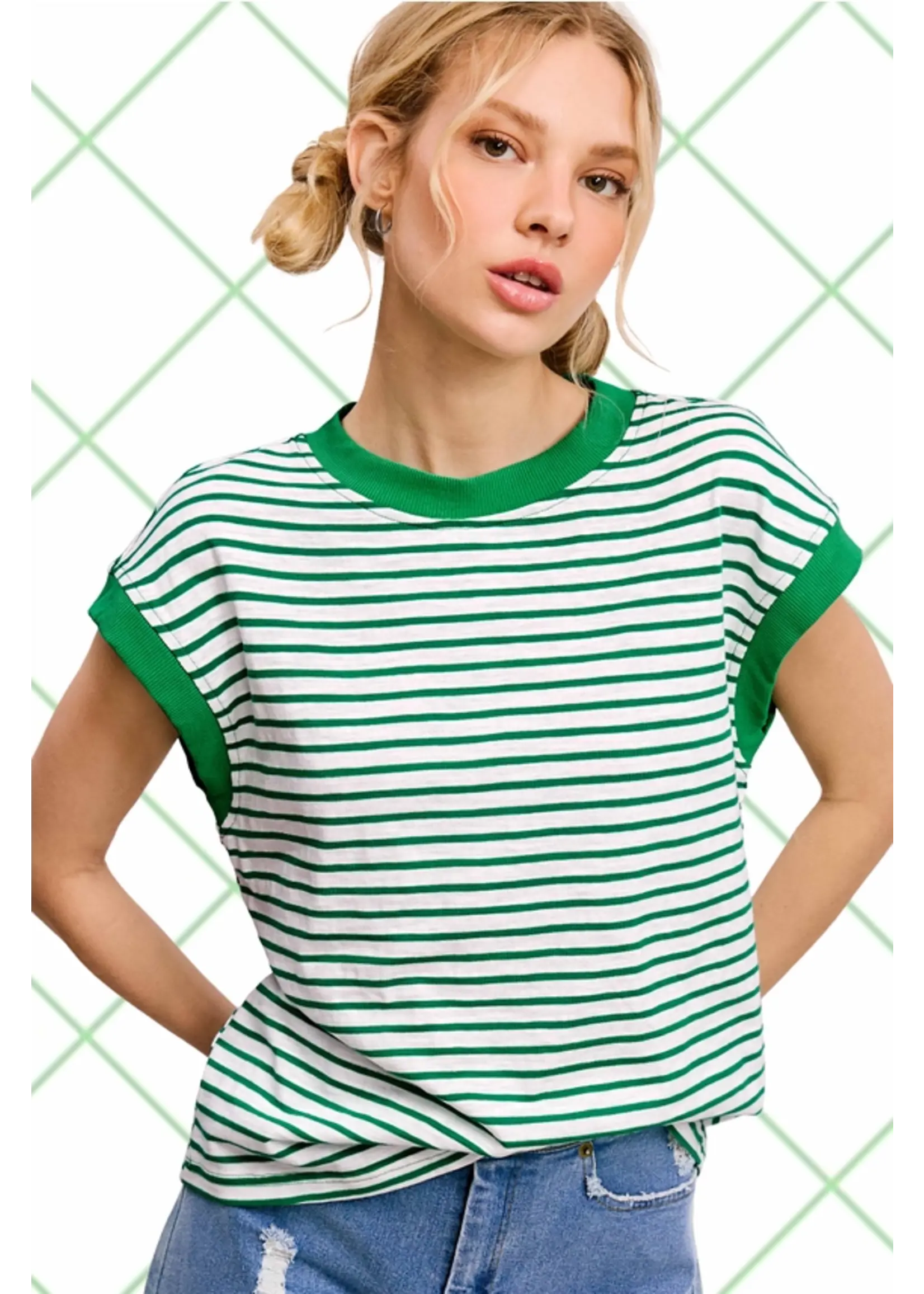 Nautical Cap Sleeve Stripped Top