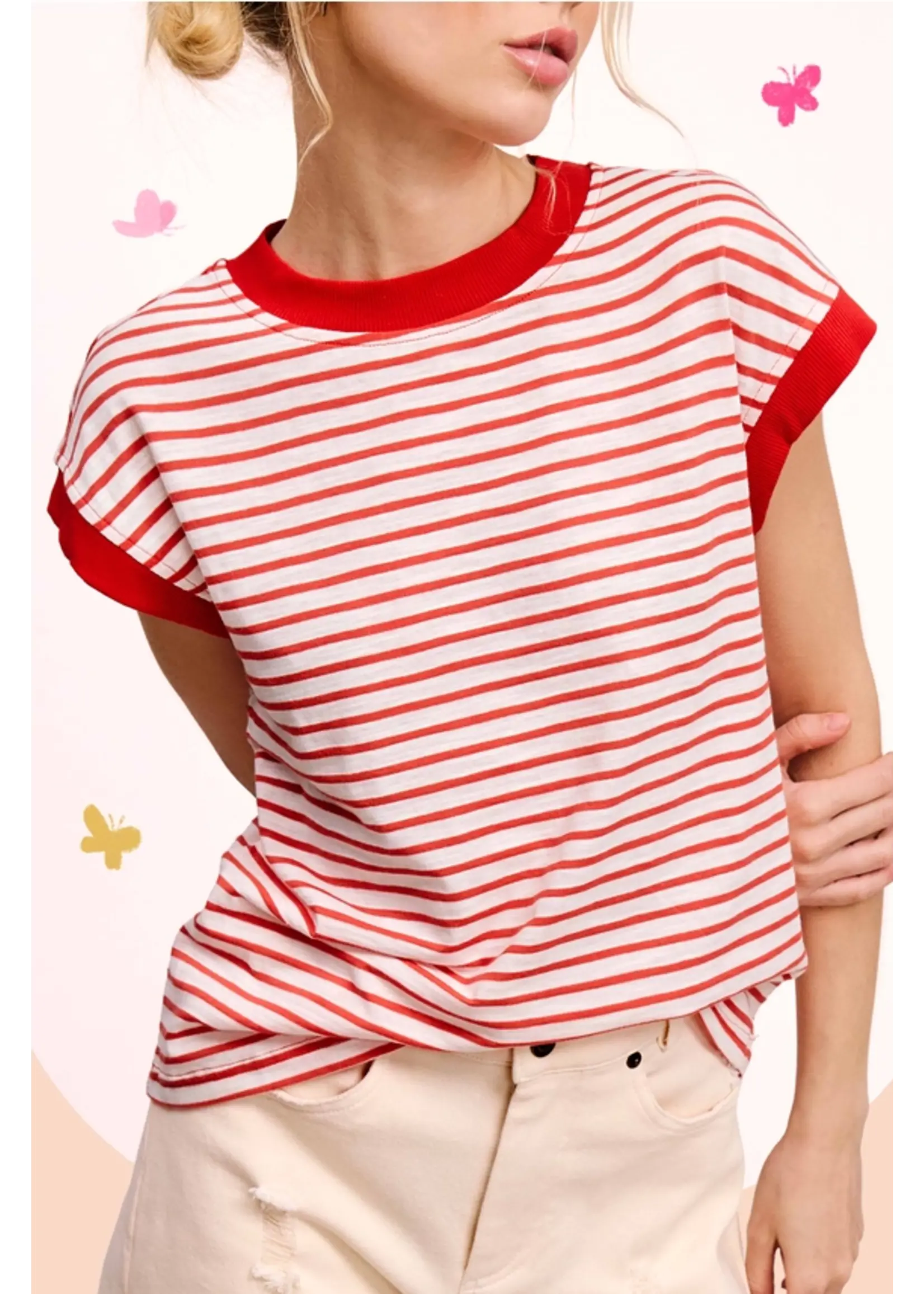 Nautical Cap Sleeve Stripped Top