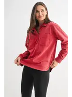 Sierra Half Button Mineral Wash Collared Shirt