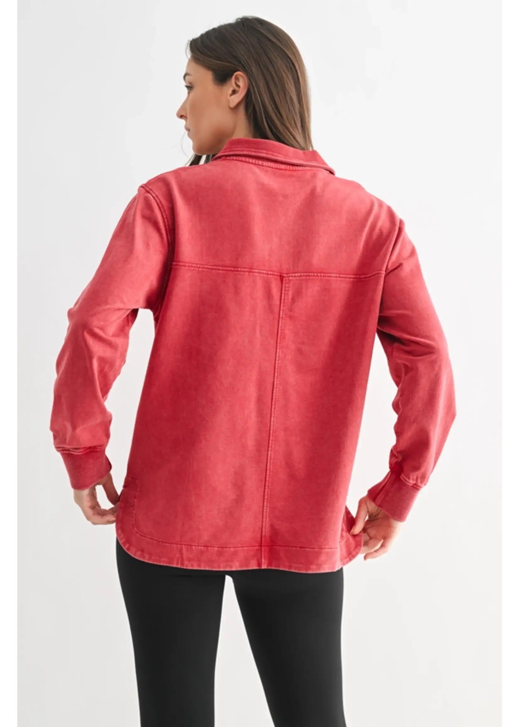 Sierra Half Button Mineral Wash Collared Shirt