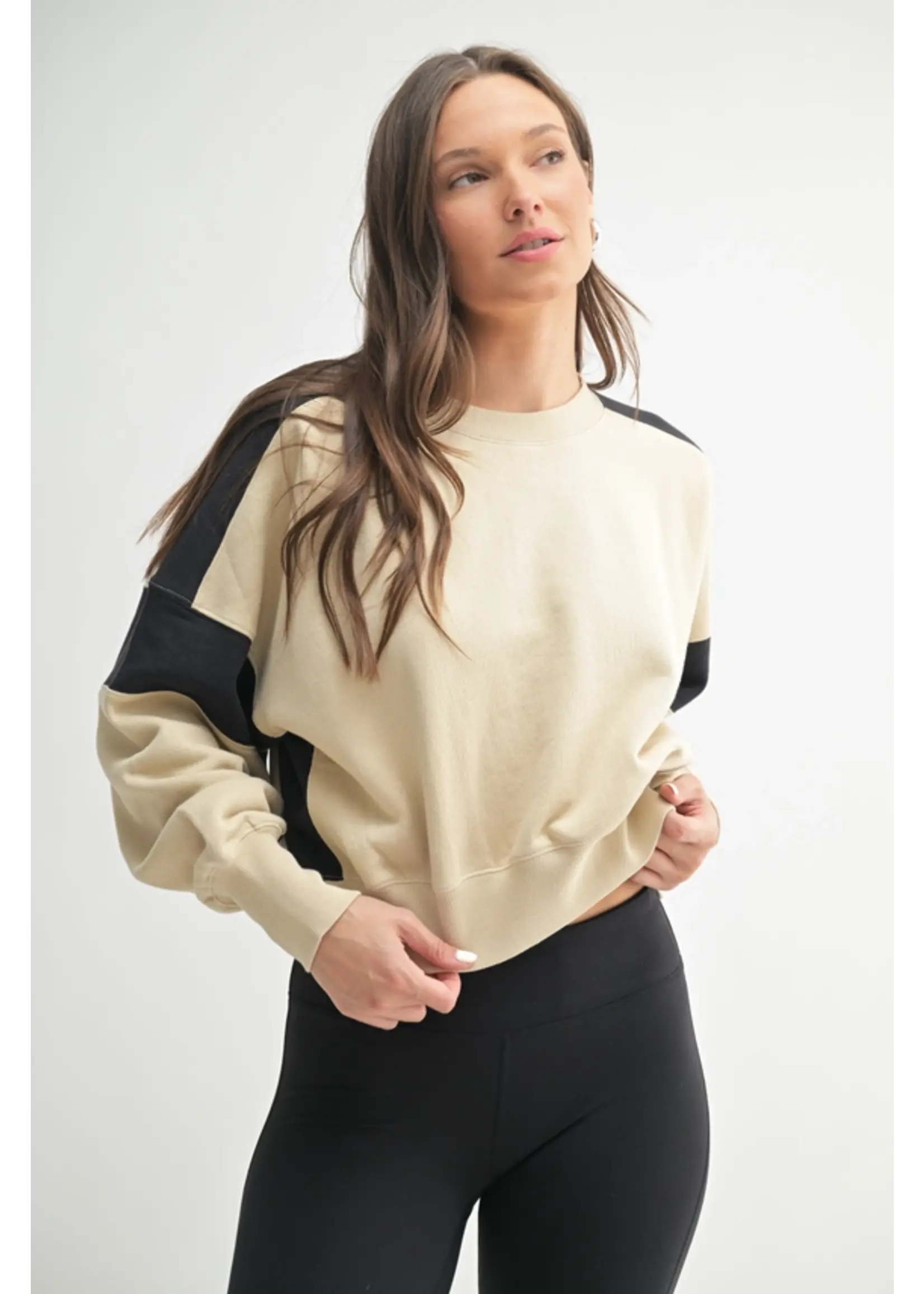 Contrast Edge Cropped Sweatshirt
