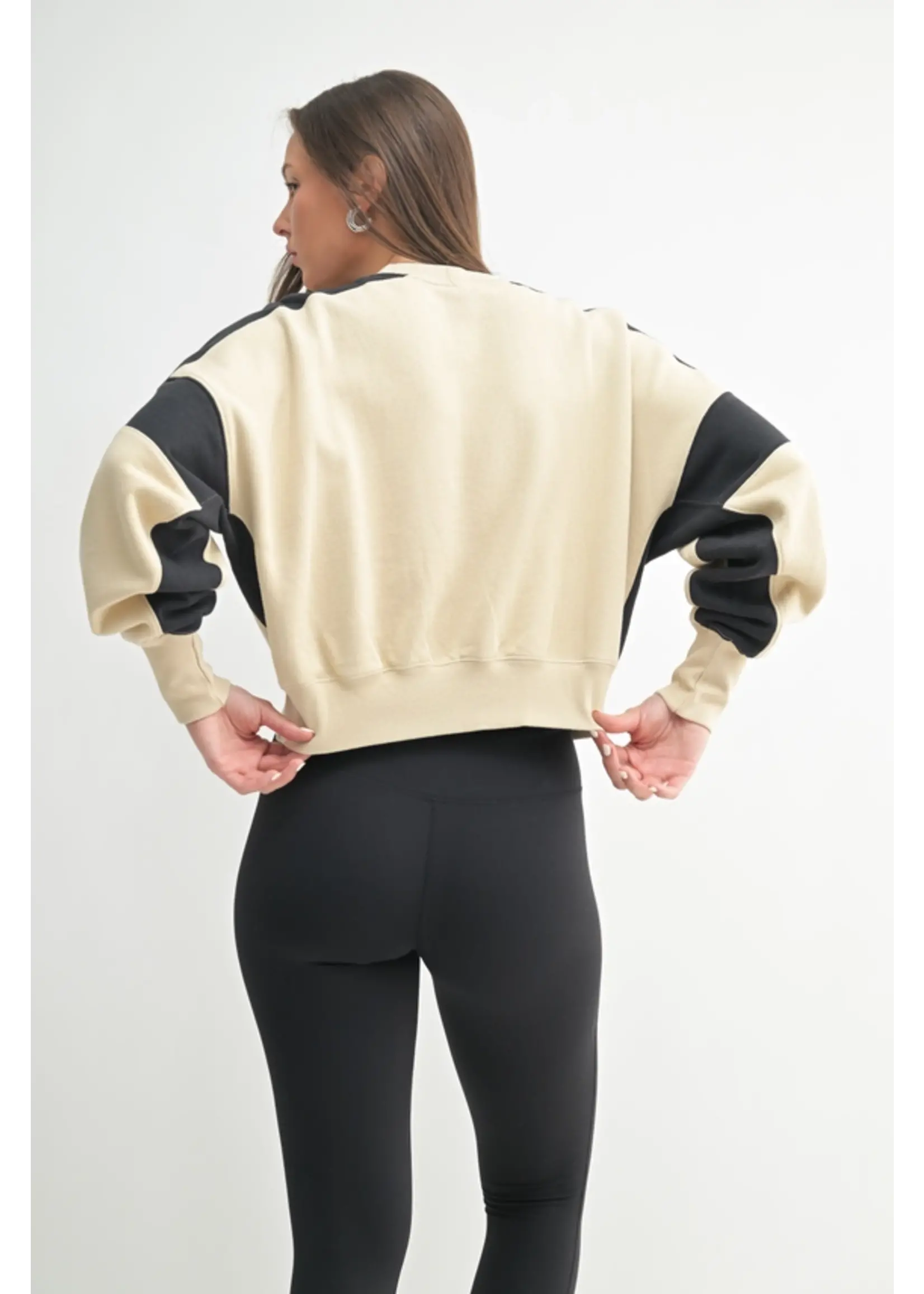 Contrast Edge Cropped Sweatshirt