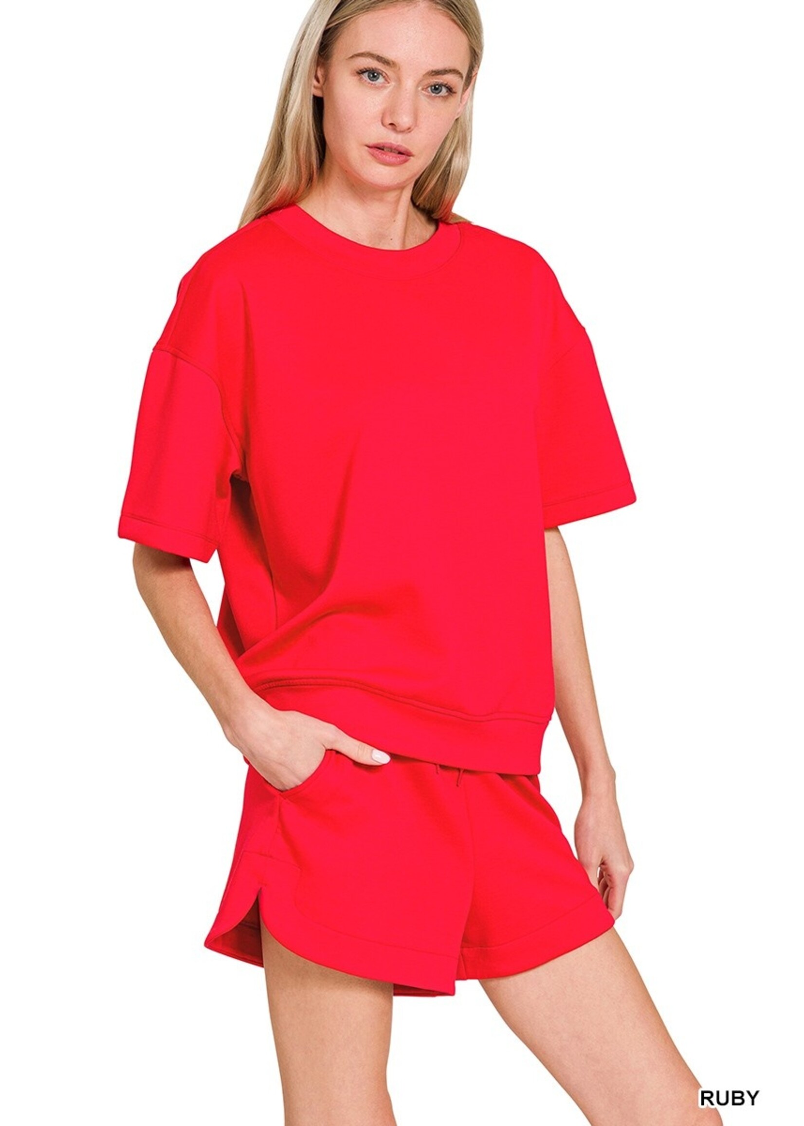 Scuba Round Neck Top & Dolphin Shorts Set