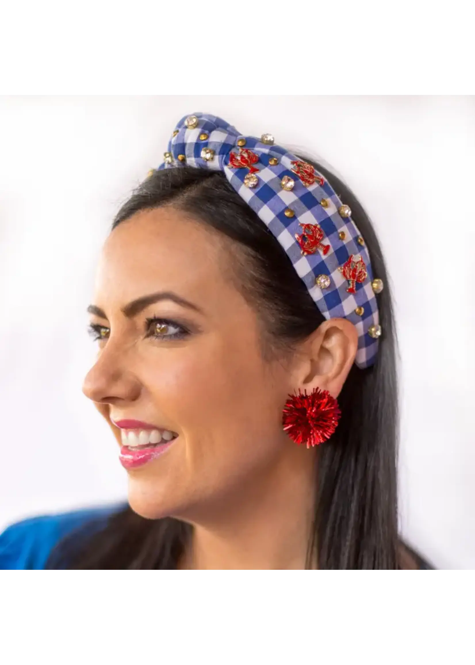 Red Tinsel Party Pom Stud