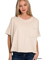 Exposed Seam Oversized Crop Box Tee