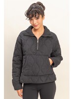 Quilted Half Zip High Neck Pullover