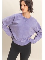 Oversized Crew Neck Sweatshirt With Raw Hem