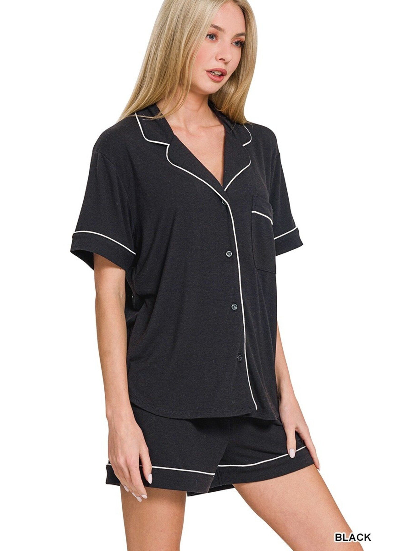 Short Sleeve Button Down PJ Set