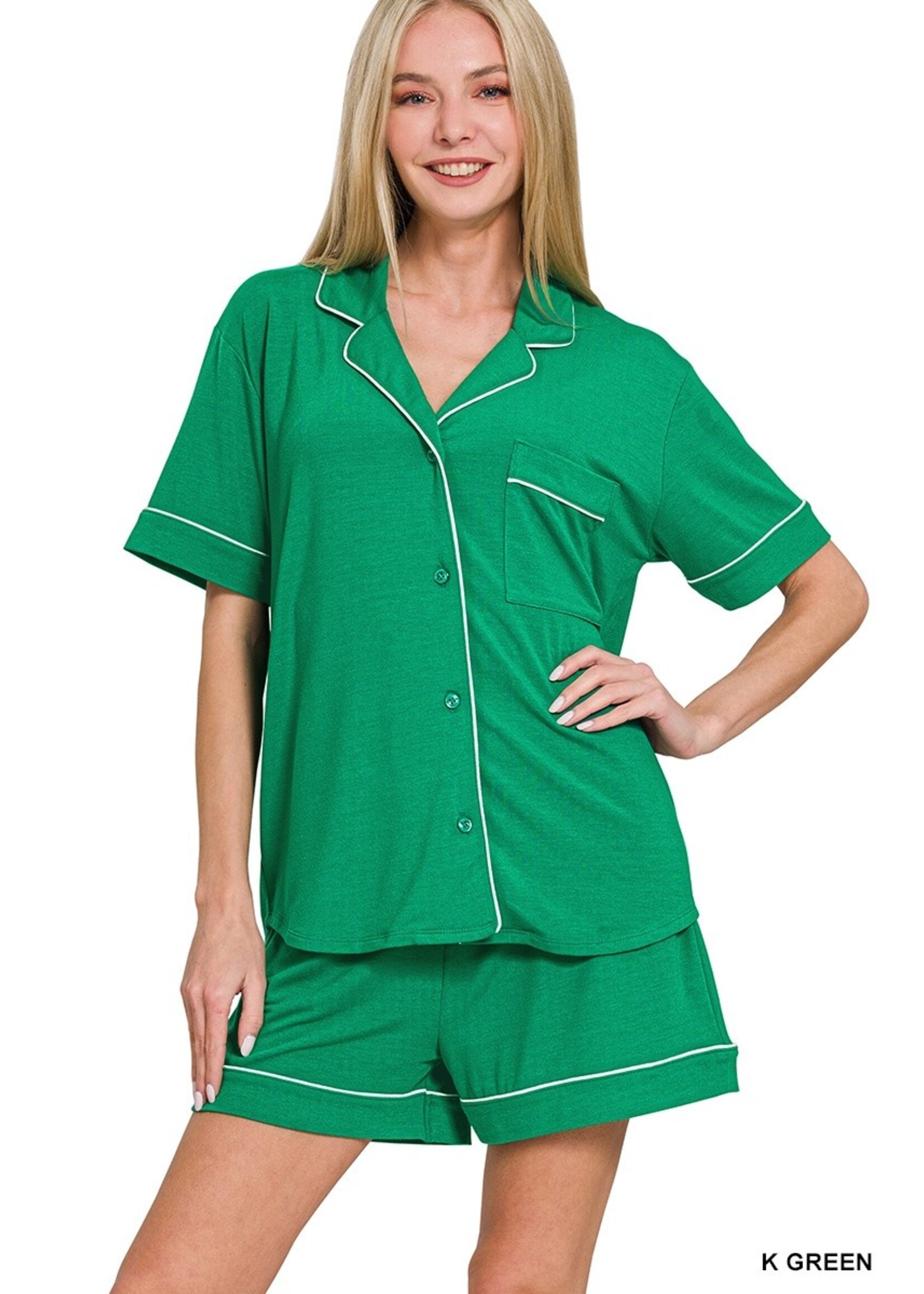 Short Sleeve Button Down PJ Set