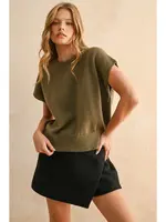 Loose Fit Short Sleeve Sweater Top