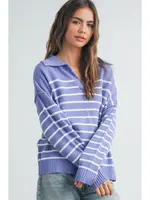 Fall V-Neck Striped Sweater