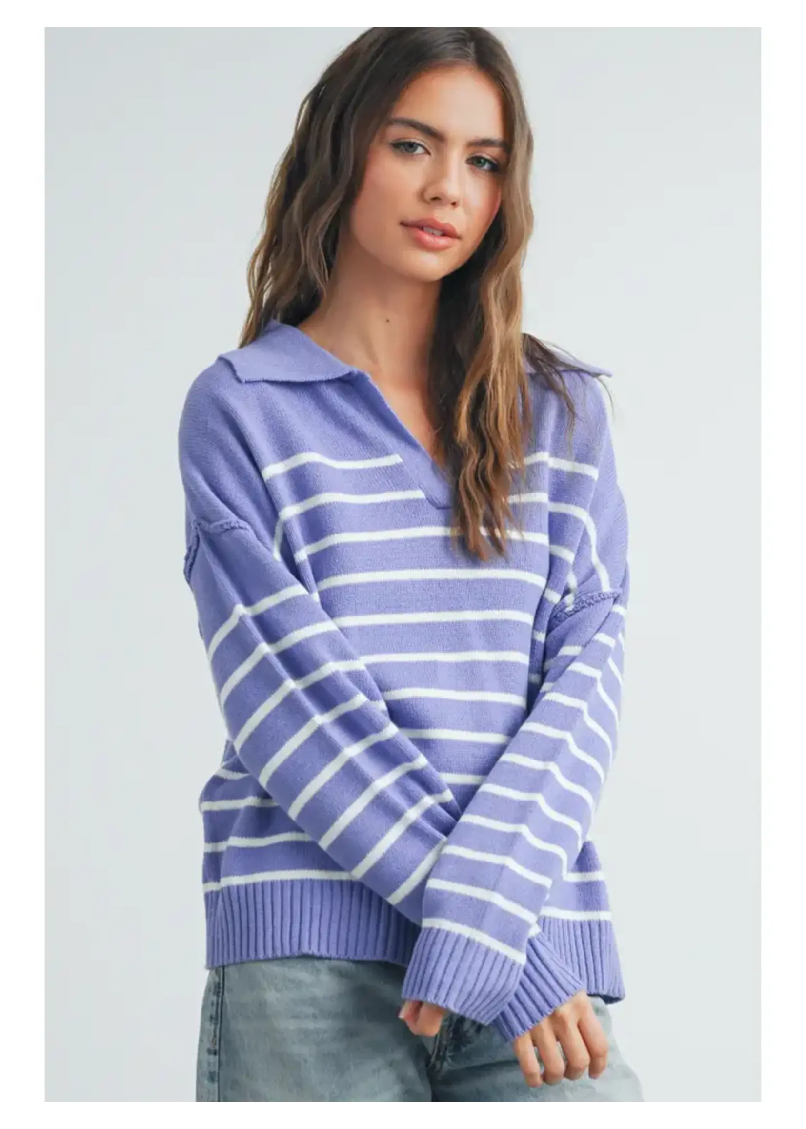 Fall V-Neck Striped Sweater