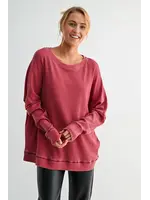 Waffle Ribbed Roundneck Pullover
