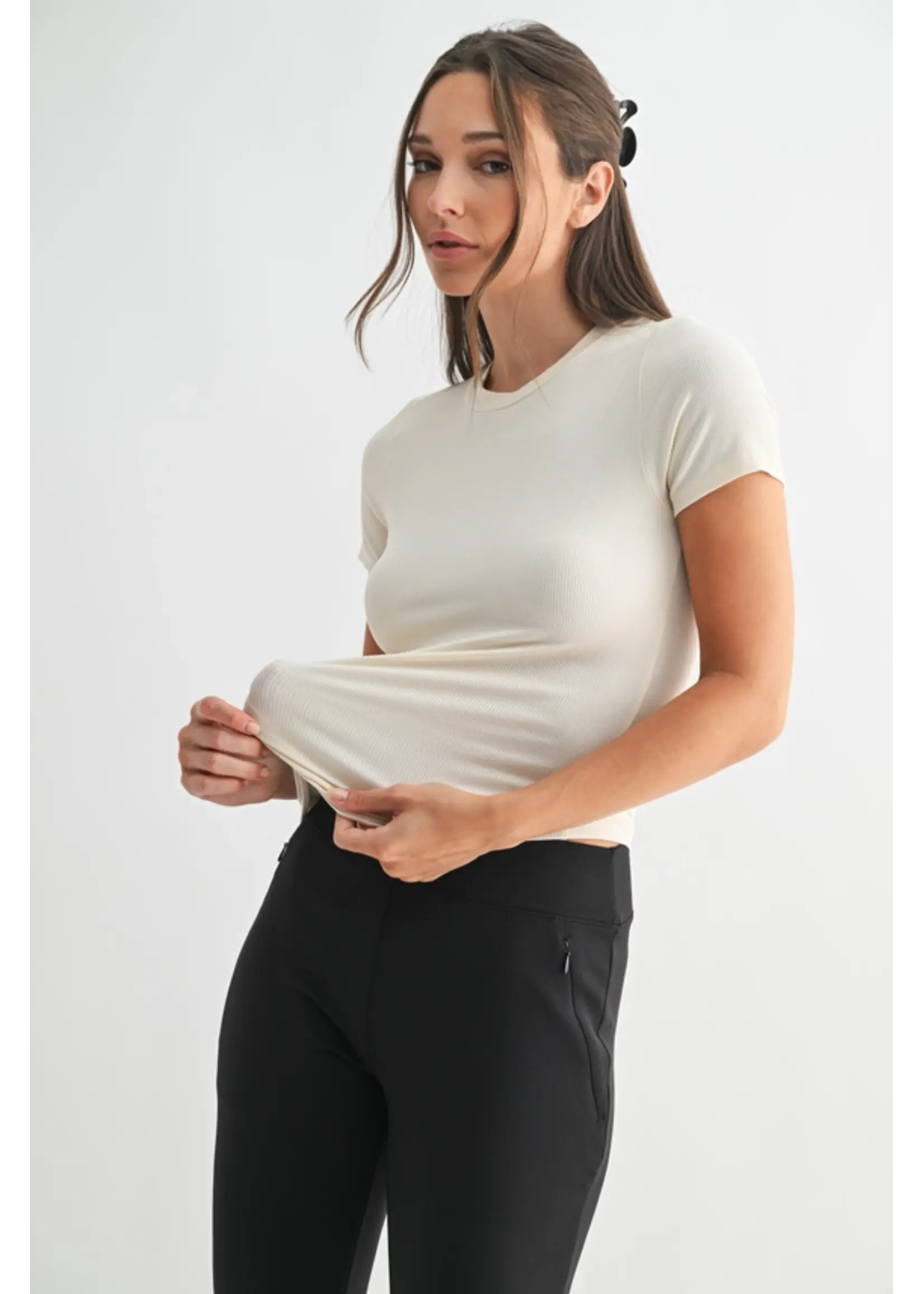 Essential Short-Sleeved Micro-Ribbed Athleisure Top