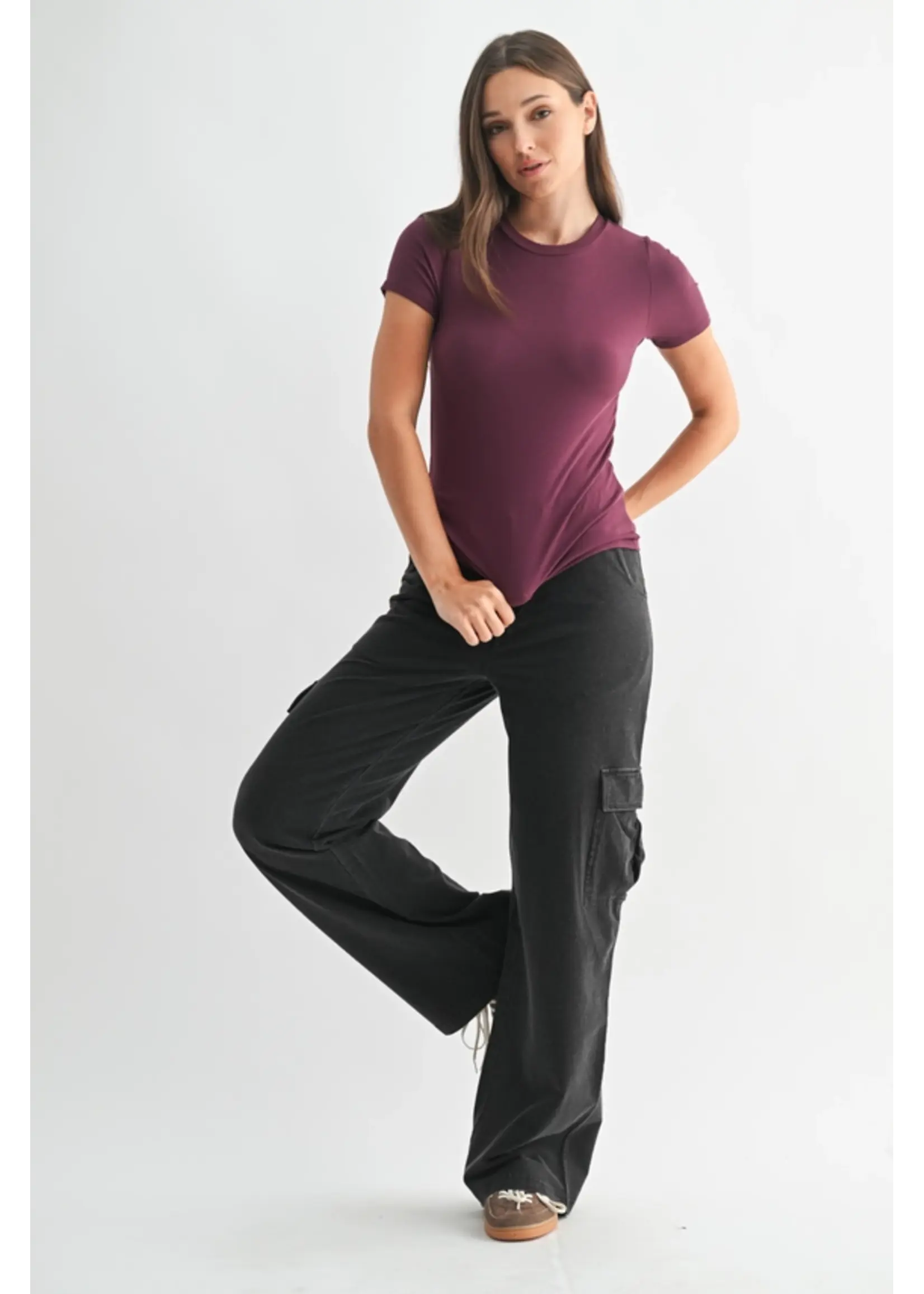 Essential Short-Sleeved Micro-Ribbed Athleisure Top