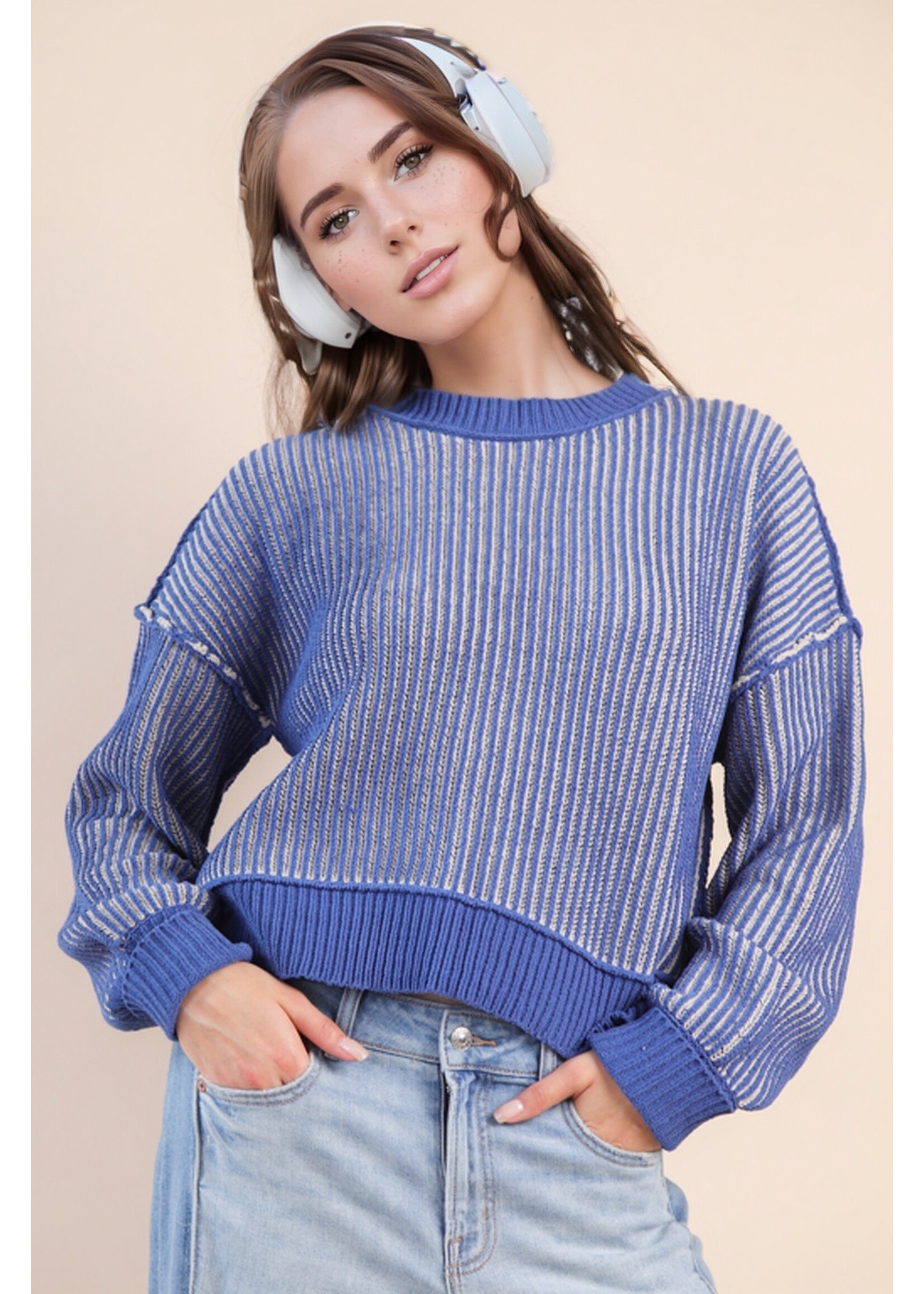 Two Tone Knit Sweater