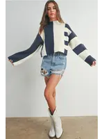 Color Block Mock Turtleneck Sweater