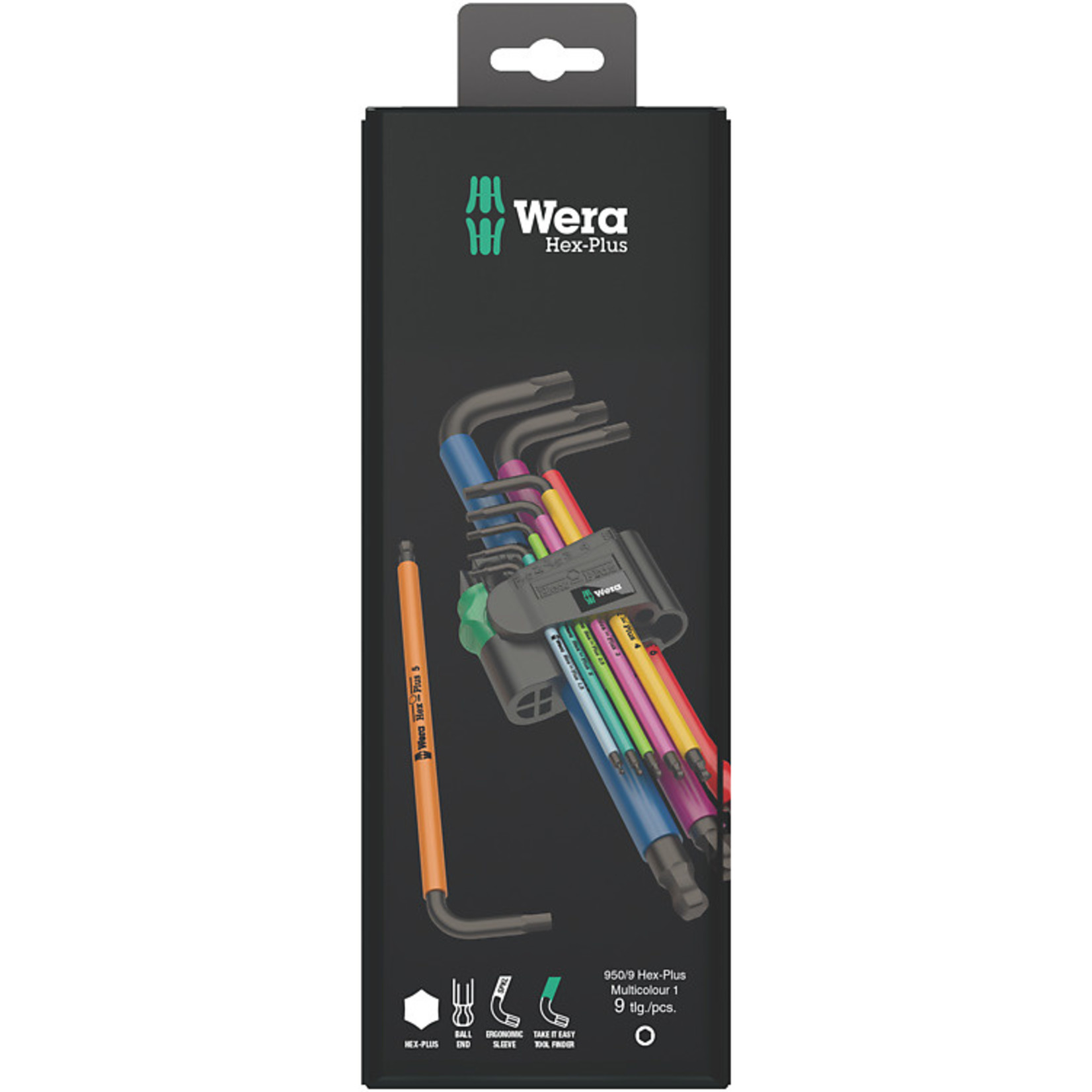 Wera 950/9 Hex-Plus Multicolour Long Arm L-Key Set Metric