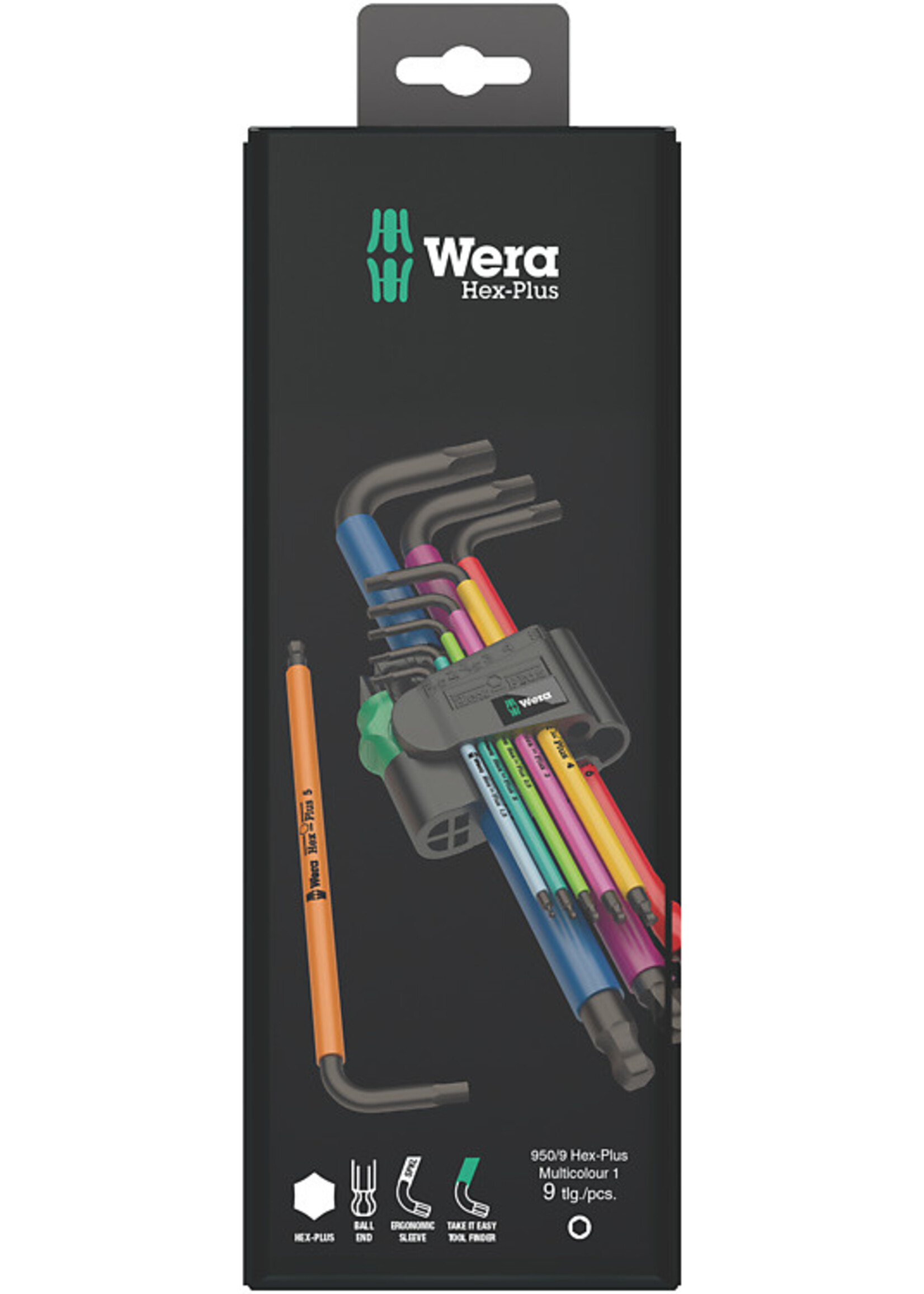 Wera 950/9 Hex-Plus Multicolour Long Arm L-Key Set Metric