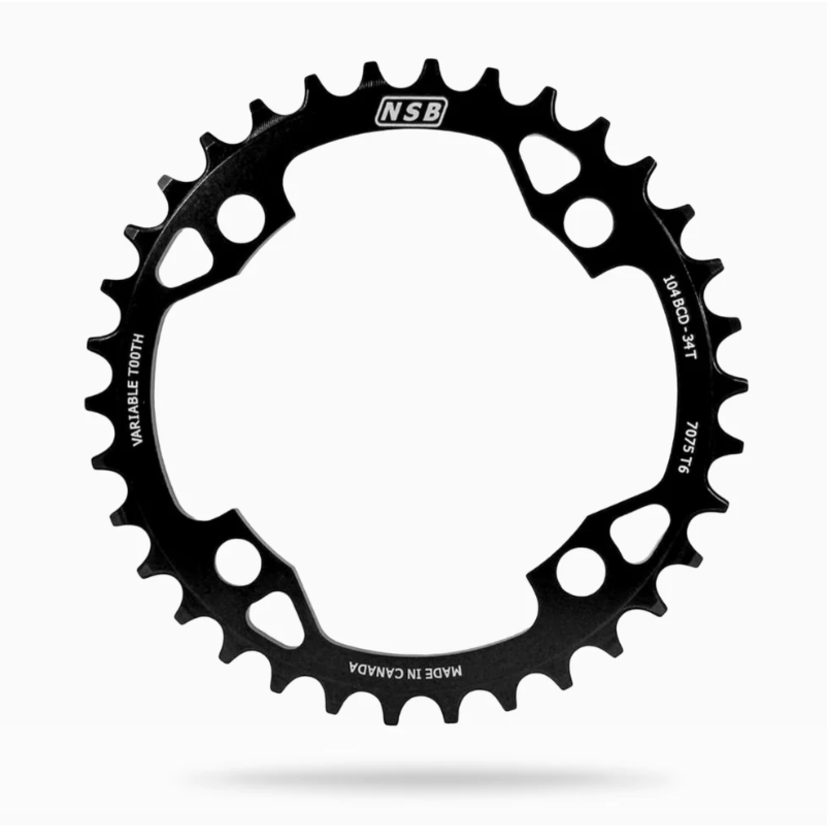 North Shore Billet NSB Variable Tooth Chainring, 4 Bolt, 104 BCD, 34 Tooth, Black