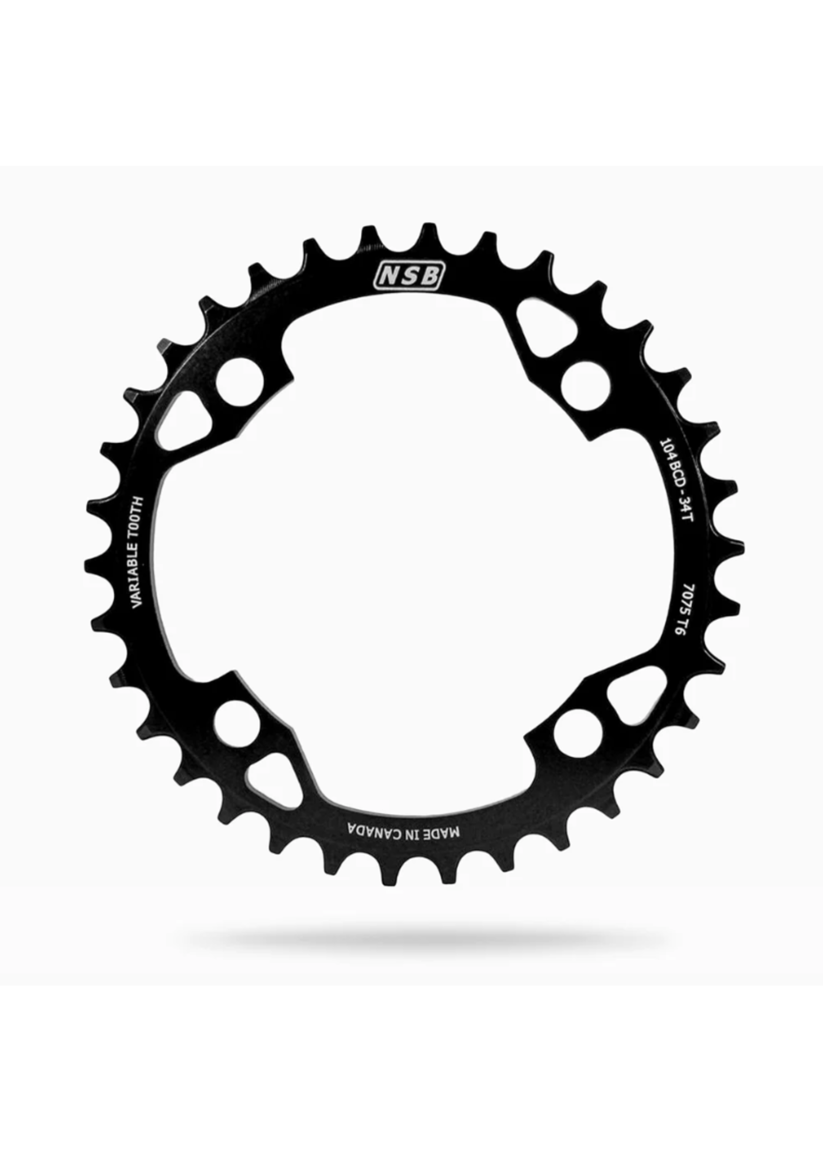 North Shore Billet NSB Variable Tooth Chainring, 4 Bolt, 104 BCD, 34 Tooth, Black