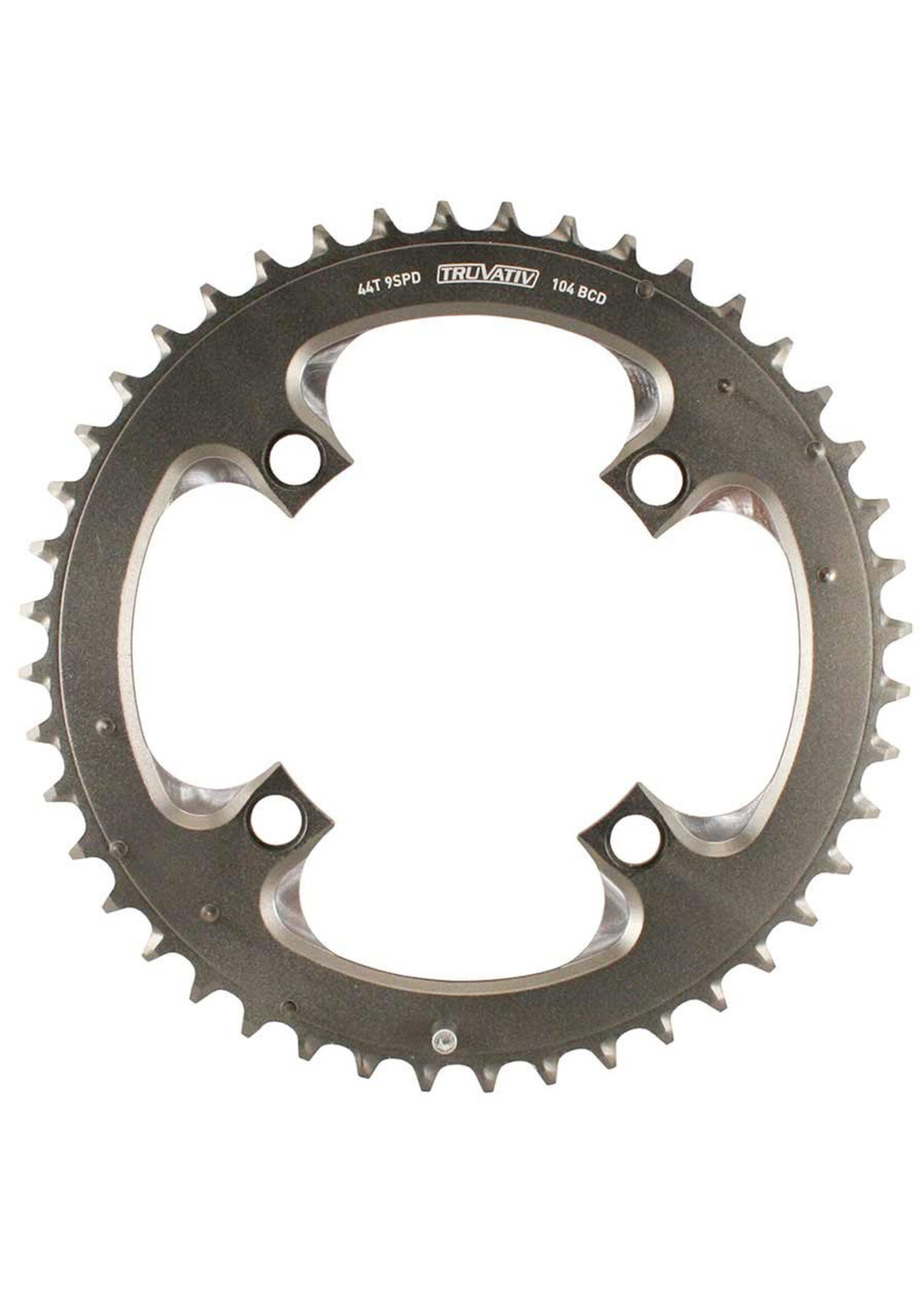 44T, 9 sp, BCD 104mm, 4-Bolt, Outer Chainring, For 22/33/44, Aluminum, Black, 11.6215.087.000