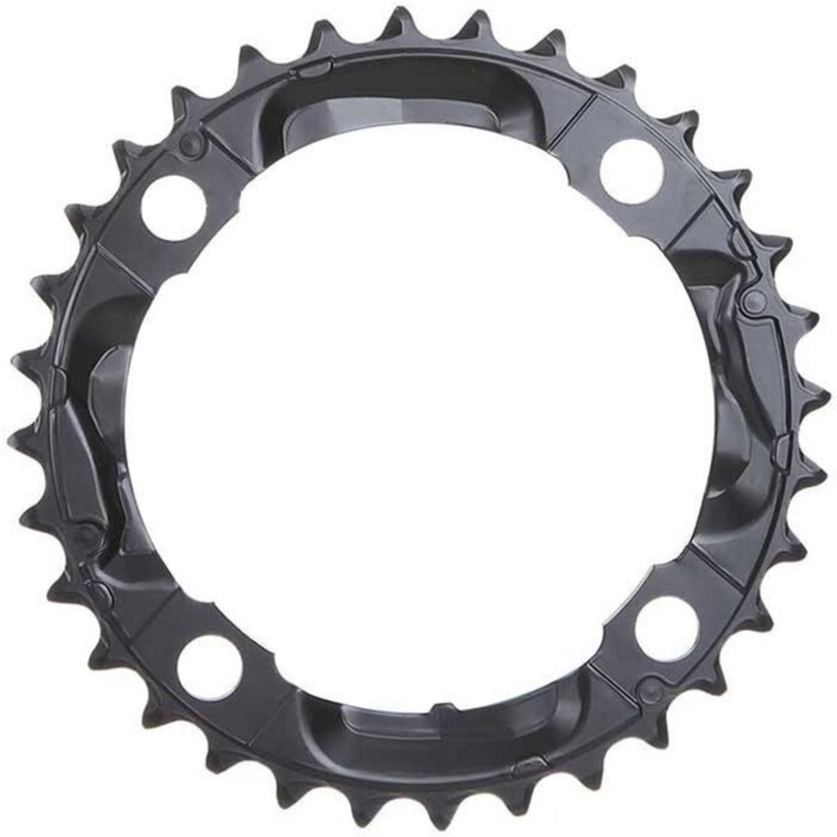 Shimano Y1LD98090, 36T, 9sp, BCD: 104mm, 4 Bolt, Deore FC-M590, Middle Chainring, For 26/36/48, Aluminum, Black