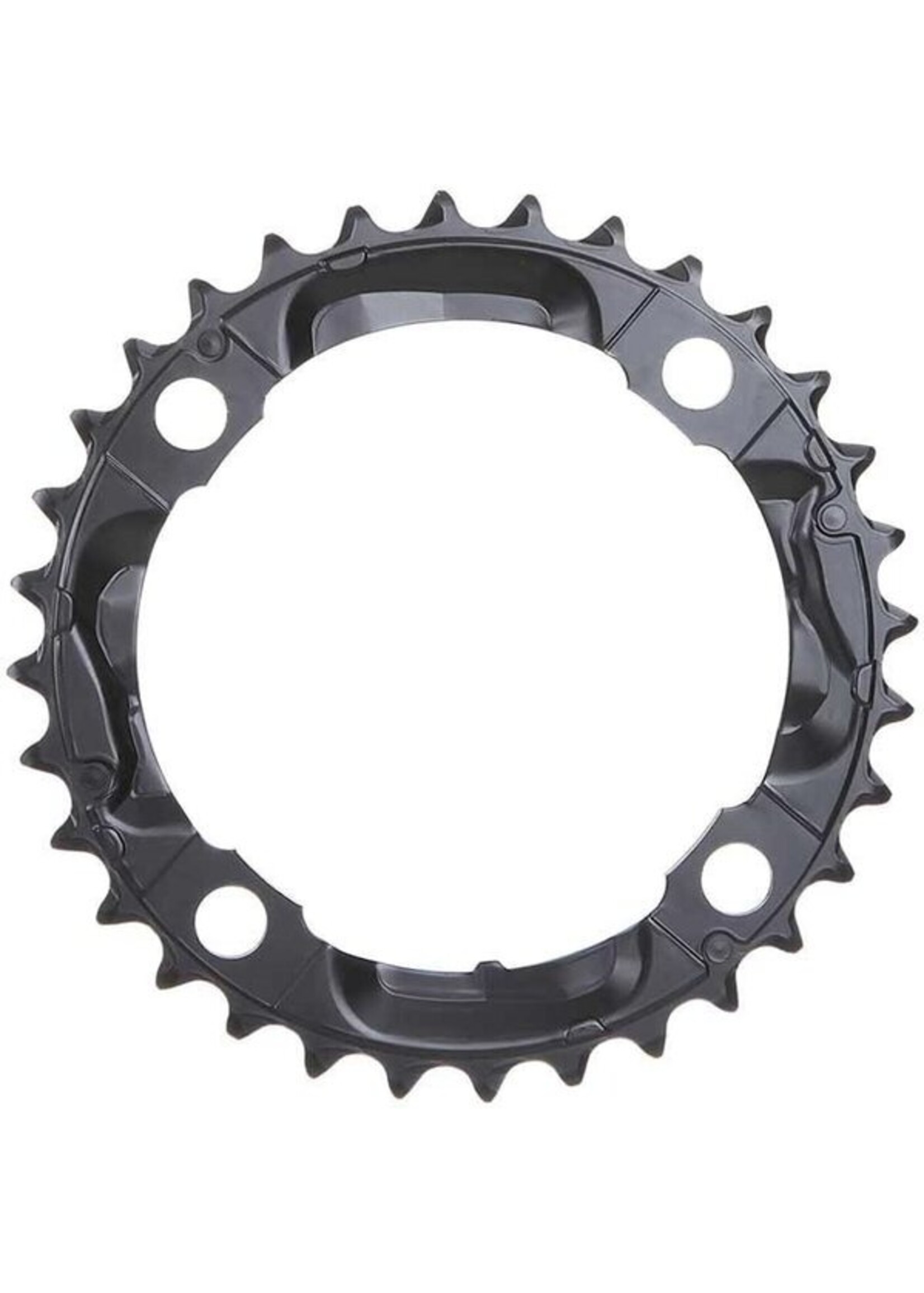 Shimano Y1LD98090, 36T, 9sp, BCD: 104mm, 4 Bolt, Deore FC-M590, Middle Chainring, For 26/36/48, Aluminum, Black