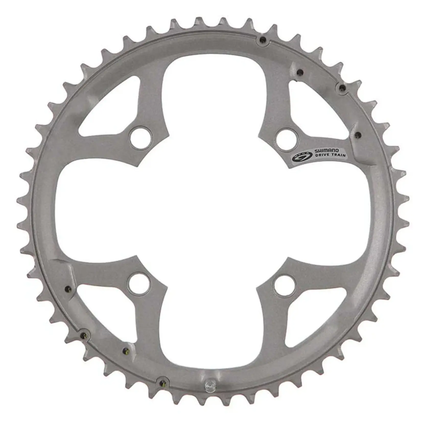 Shimano Y1DS98210, 48T, 9sp, BCD: 104mm, 4 Bolt, Deore FC-M510, Outer Chainring, For 26/36/48, Aluminum, Silver