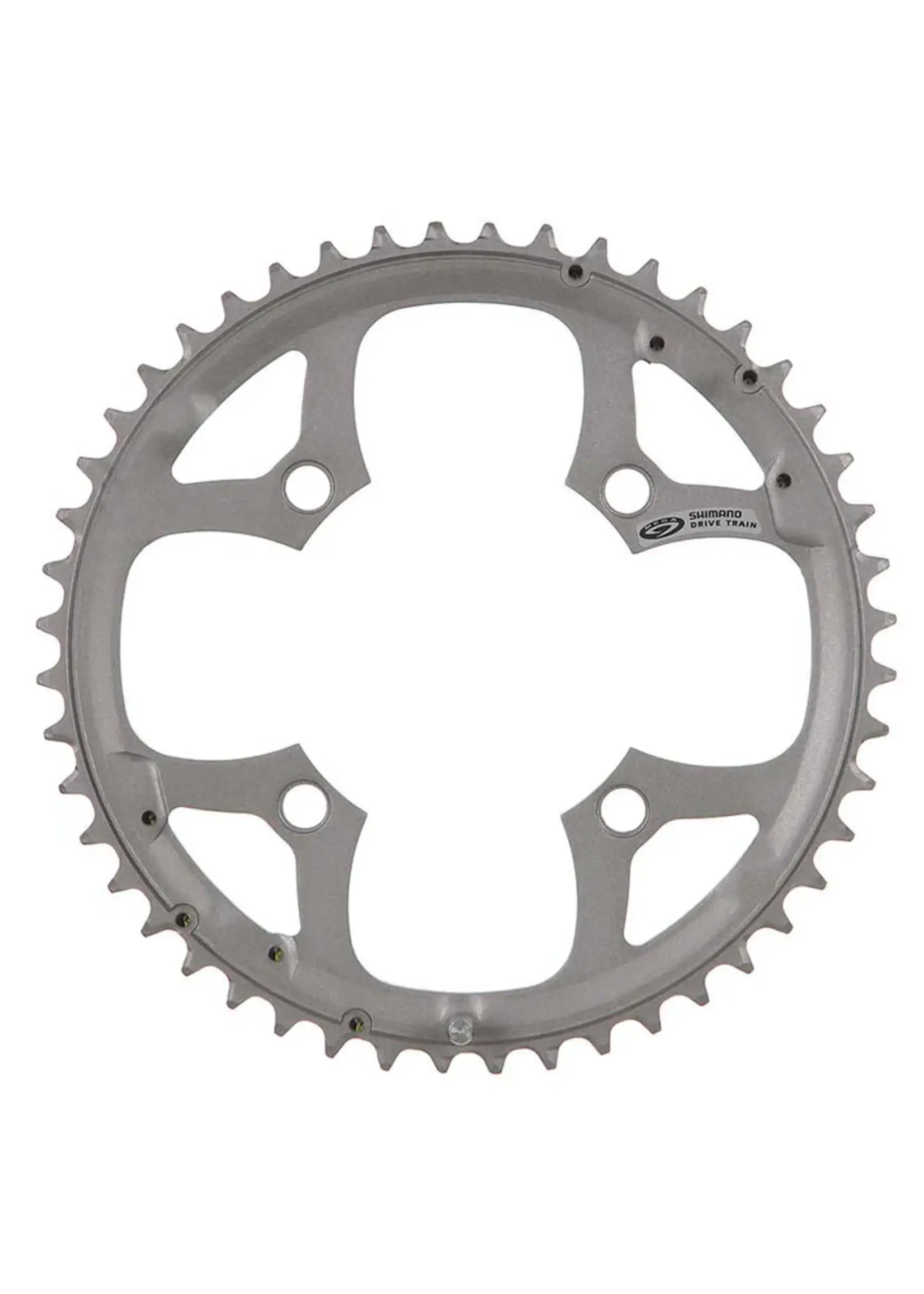 Shimano Y1DS98210, 48T, 9sp, BCD: 104mm, 4 Bolt, Deore FC-M510, Outer Chainring, For 26/36/48, Aluminum, Silver