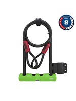 Abus Ultra 410 + Cobra Loop, U-Lock, Key, 12mm, 17.0cm x 23.0cm, 6.7" x 9", SH34, Green; Cable, 10mm, 120cm, 4'