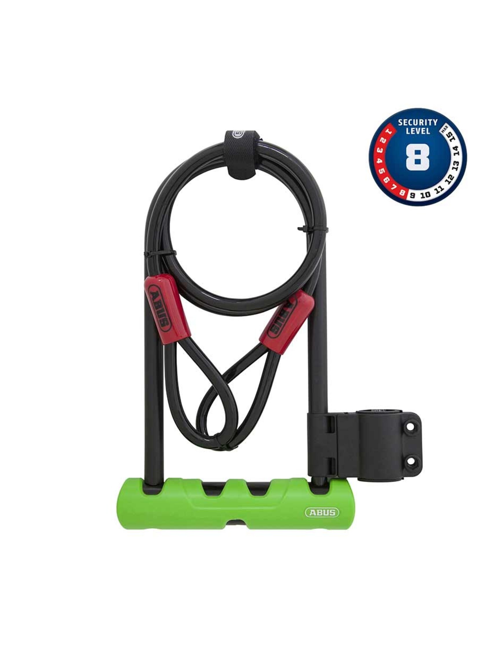Abus Ultra 410 + Cobra Loop, U-Lock, Key, 12mm, 17.0cm x 23.0cm, 6.7" x 9", SH34, Green; Cable, 10mm, 120cm, 4'