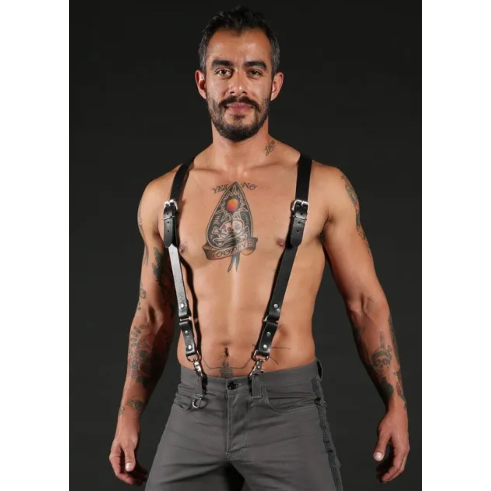 Mr. S Leather Mr. S Leather - Leather Patrol Harness/Suspender Combo- Black - One Size