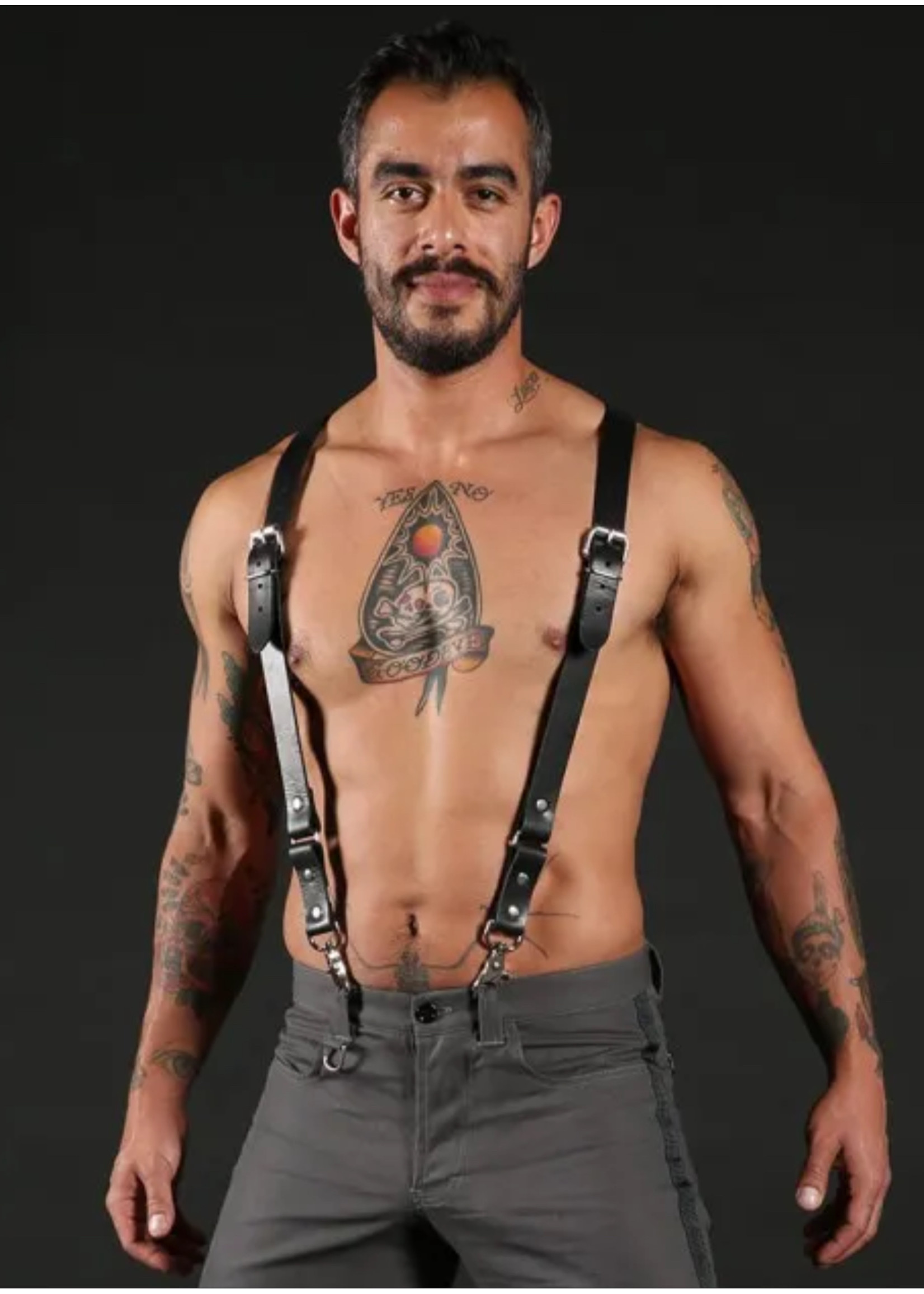 Mr. S Leather Mr. S Leather - Leather Patrol Harness/Suspender Combo- Black - One Size