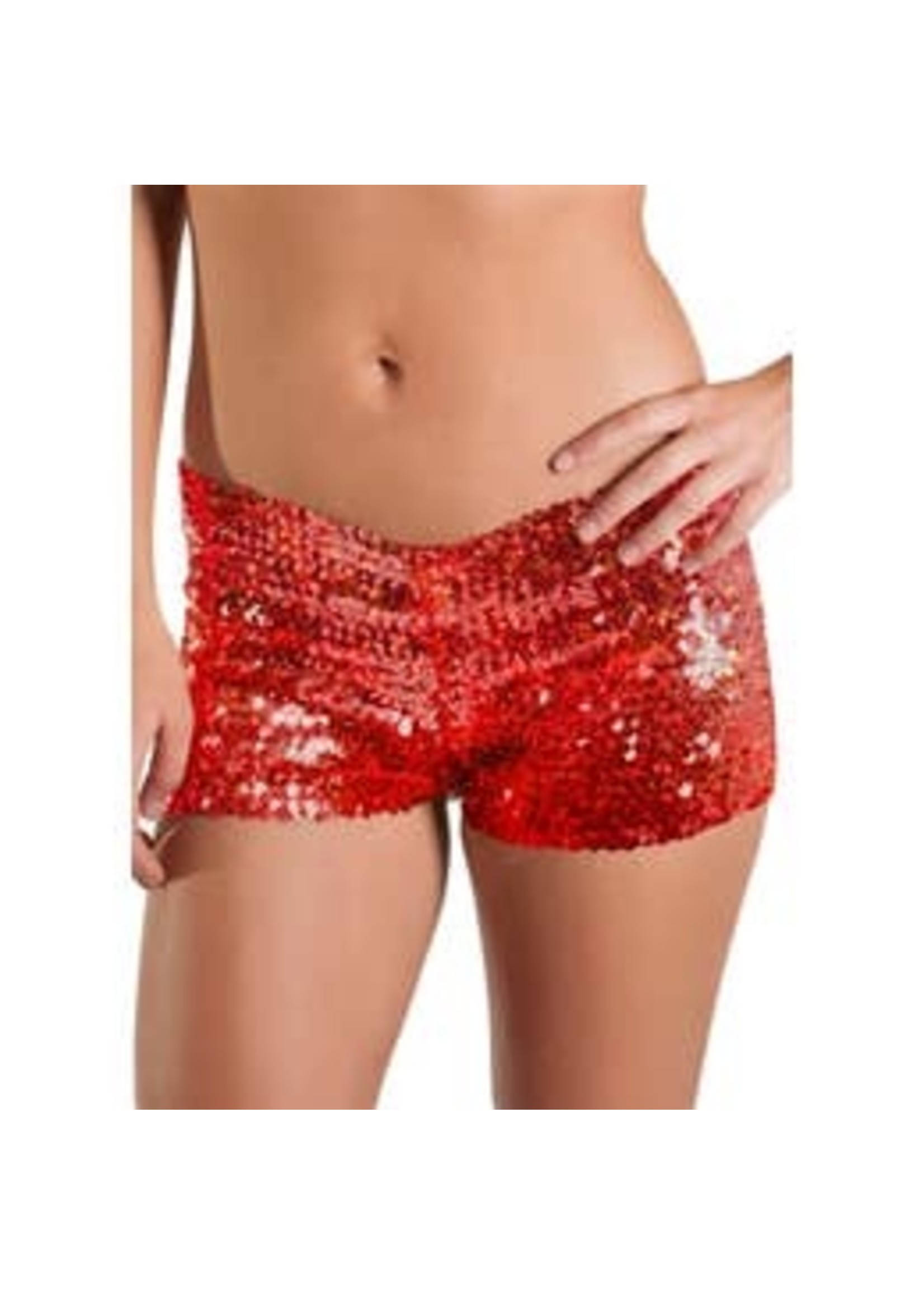 Sequin Stretch Shorts - Red S/M/L
