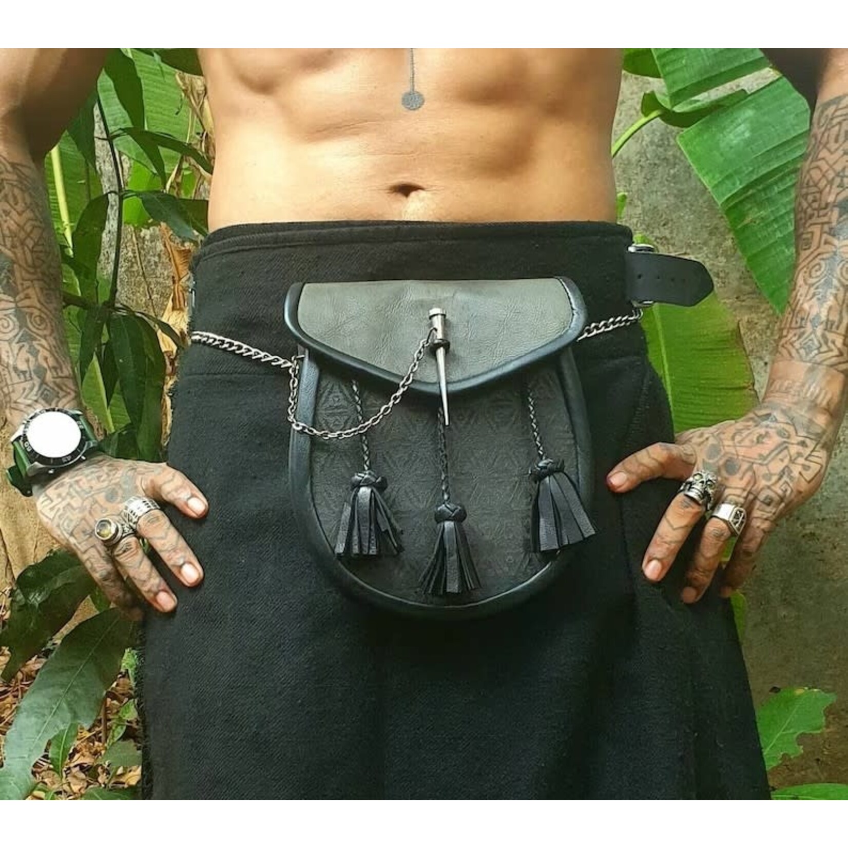 Butcher Apparel Sporran-Leather Pouch with Tassels