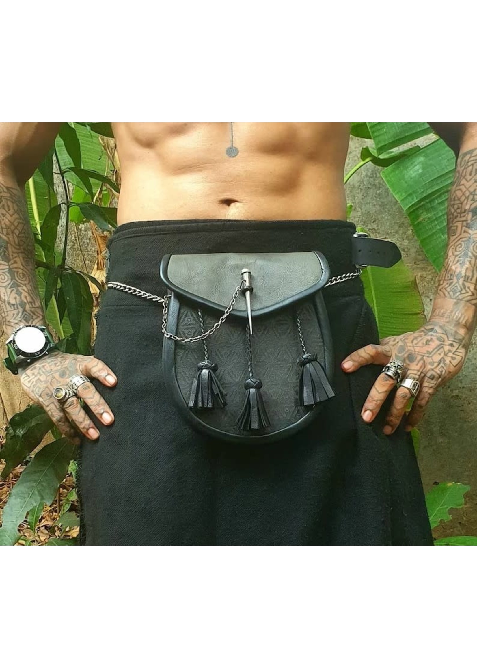 Butcher Apparel Sporran-Leather Pouch with Tassels
