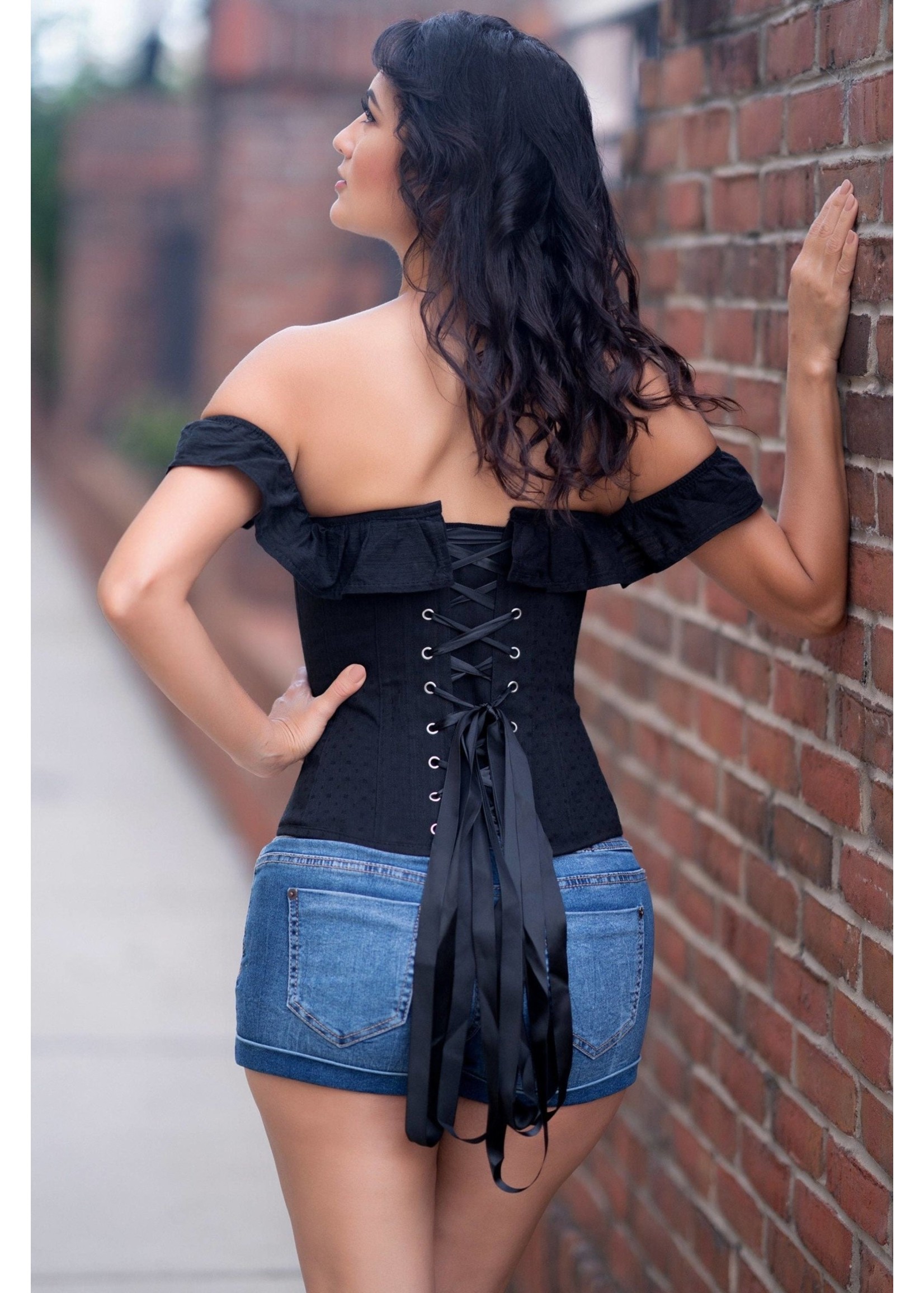 Corset Story Cotton Straight Bustline Corset Top  w Sleeve